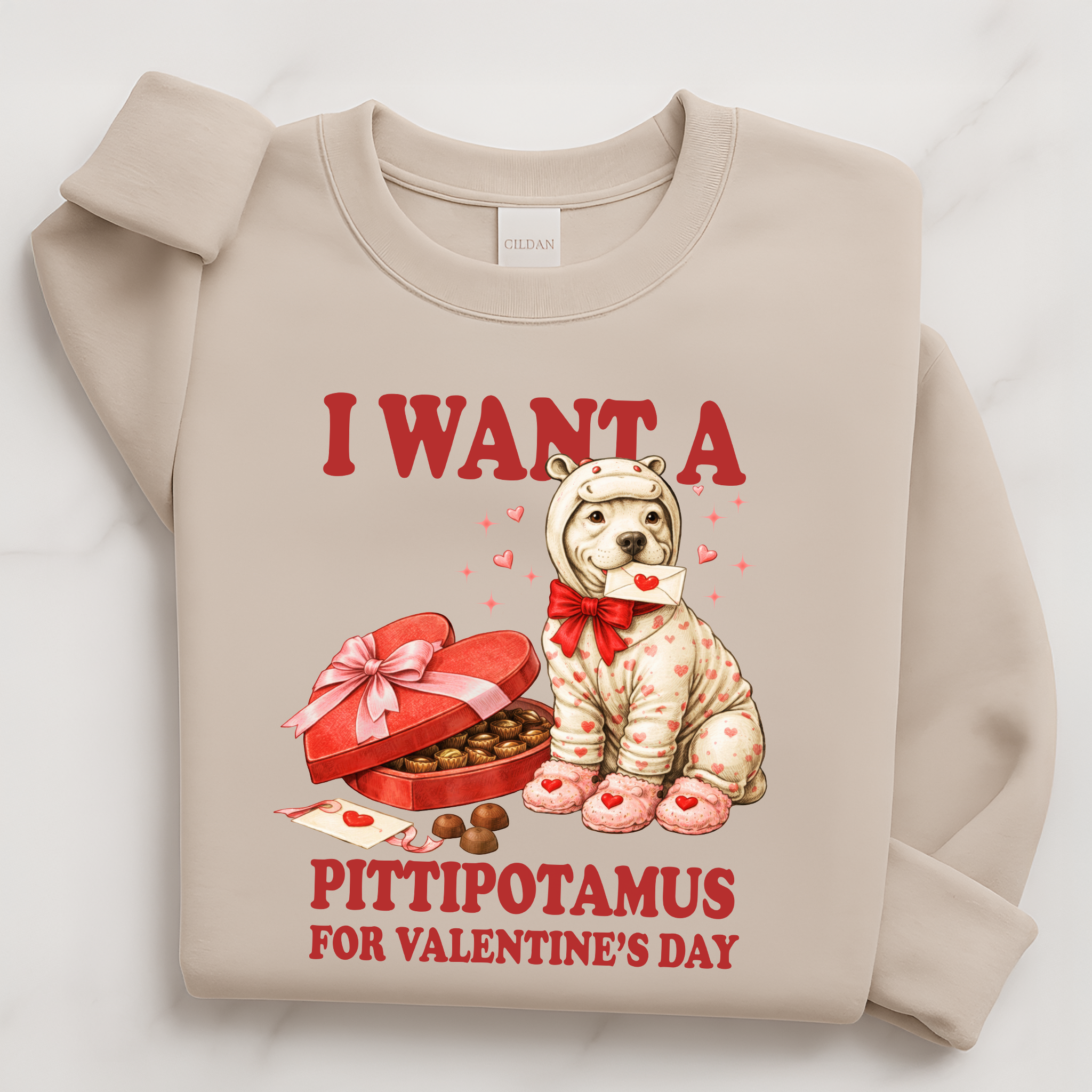 Valentine Pittie Shirt I Want a Pittipotamus Pitbull Valentines Sweatshirt Gift