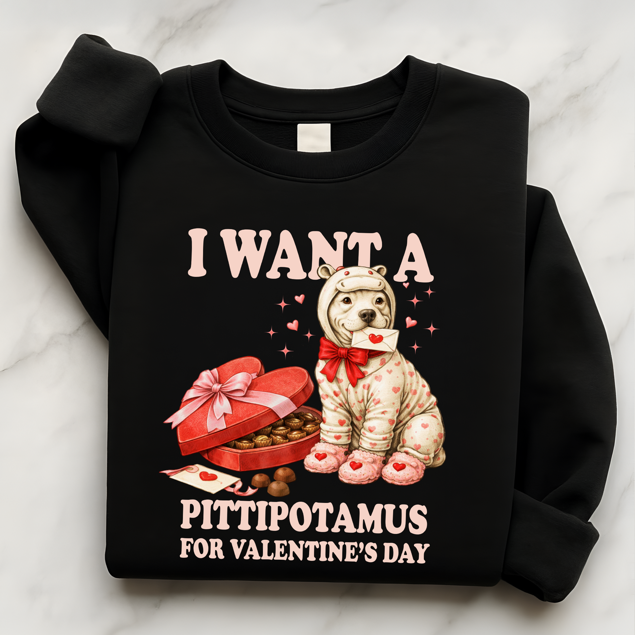 Valentine Pittie Shirt I Want a Pittipotamus Pitbull Valentines Sweatshirt Gift