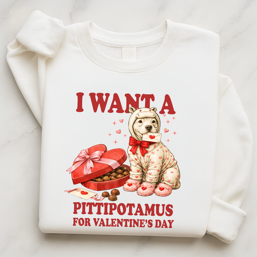 Valentine Pittie Shirt I Want a Pittipotamus Pitbull Valentines Sweatshirt Gift