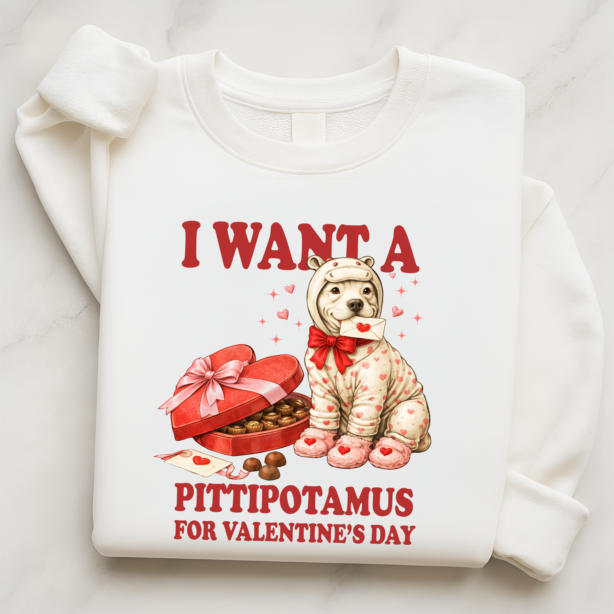 Valentine Pittie Shirt I Want a Pittipotamus Pitbull Valentines Sweatshirt Gift