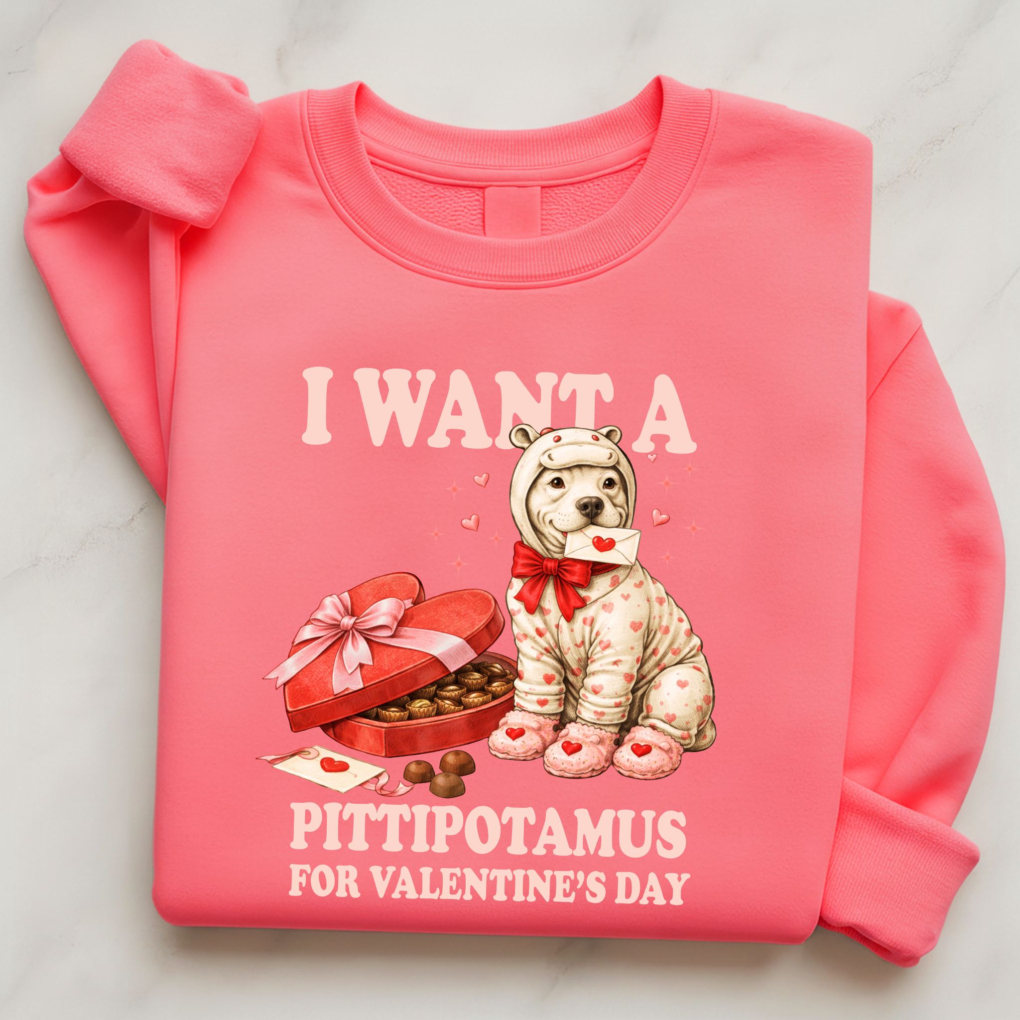 Valentine Pittie Shirt I Want a Pittipotamus Pitbull Valentines Sweatshirt Gift