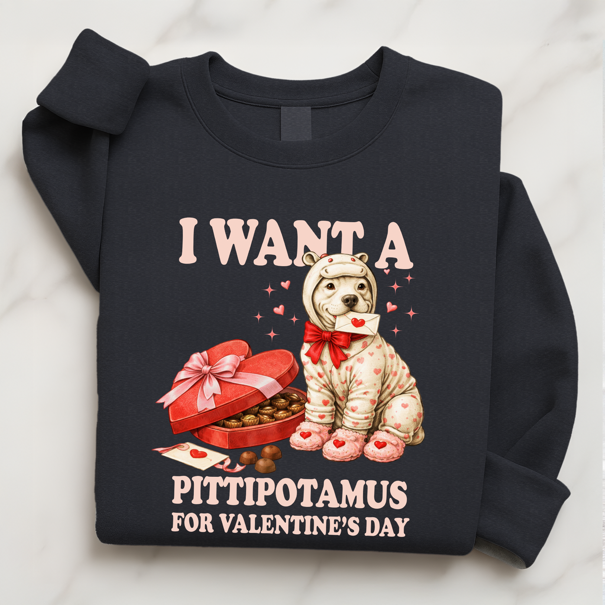Valentine Pittie Shirt I Want a Pittipotamus Pitbull Valentines Sweatshirt Gift