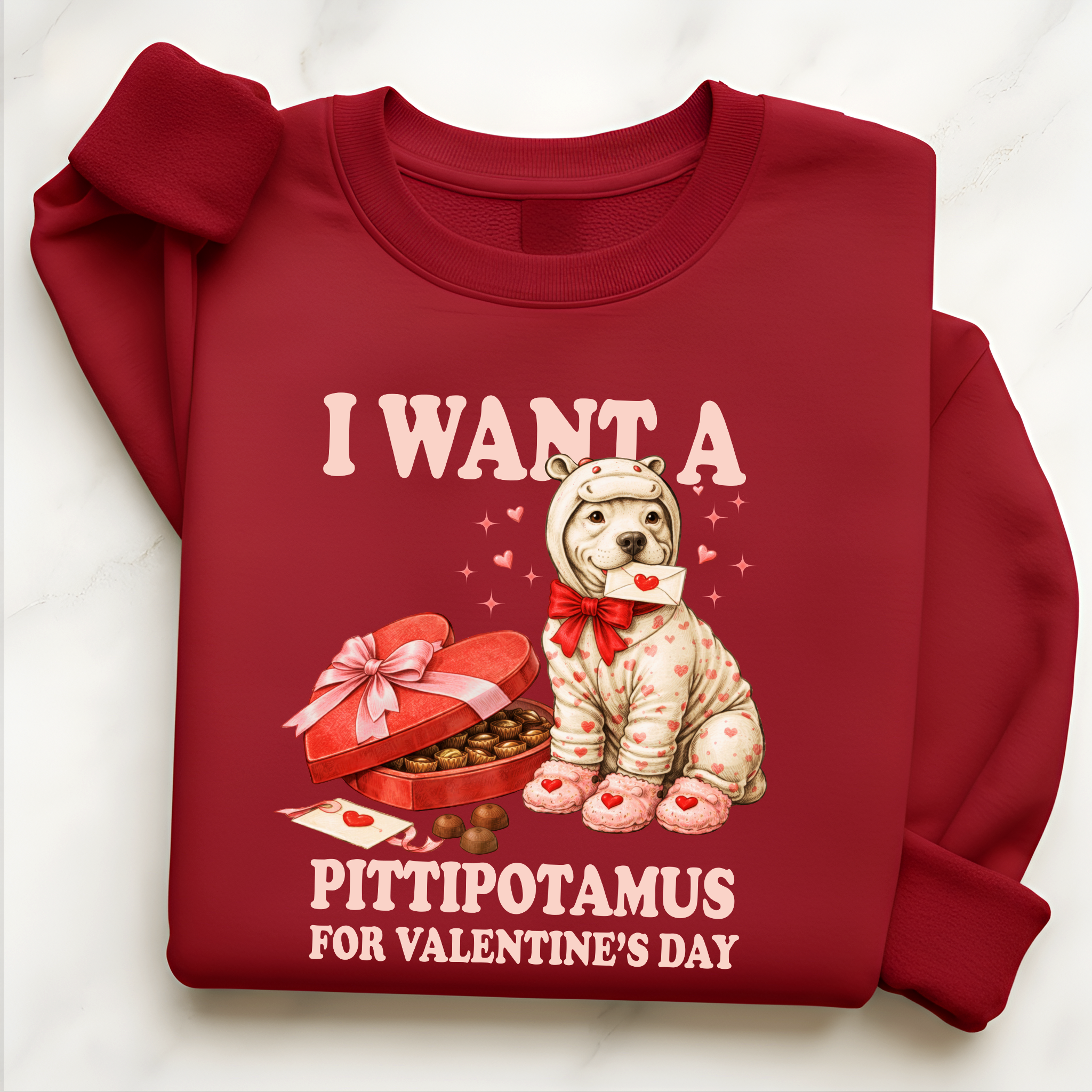 Valentine Pittie Shirt I Want a Pittipotamus Pitbull Valentines Sweatshirt Gift