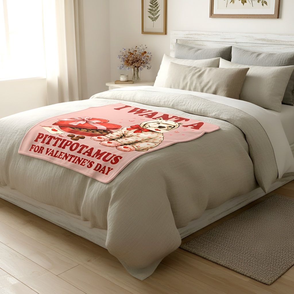 Valentine Shirt I Want a Pittipotamus | Pitbull Valentine Sherpa Blanket Gift