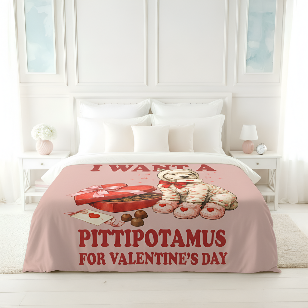 Valentine Shirt I Want a Pittipotamus | Pitbull Valentine Sherpa Blanket Gift