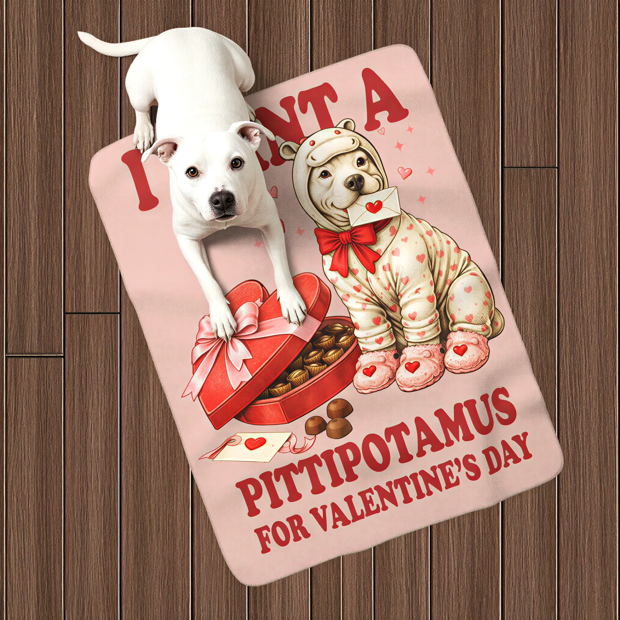 Valentine Shirt I Want a Pittipotamus | Pitbull Valentine Sherpa Blanket Gift