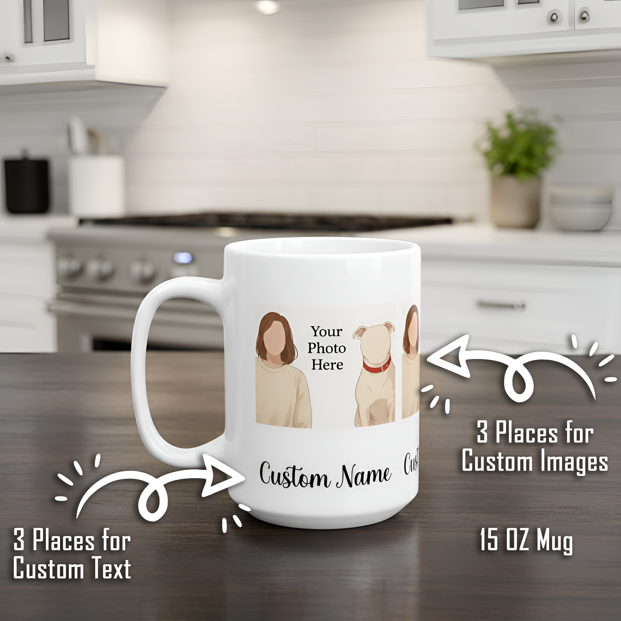 Custom Pet Photo Mug | Personalized Dog & Cat Lover 15oz Coffee Mug Gift