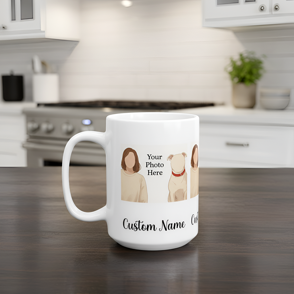 Custom Pet Photo Mug | Personalized Dog & Cat Lover 15oz Coffee Mug Gift