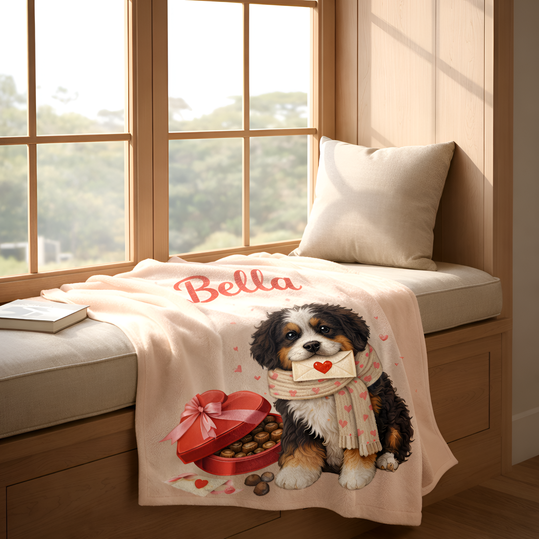 Valentines Day Dog Bernedoodle Blanket | Love Letters Valentine Gift for Dog Lovers