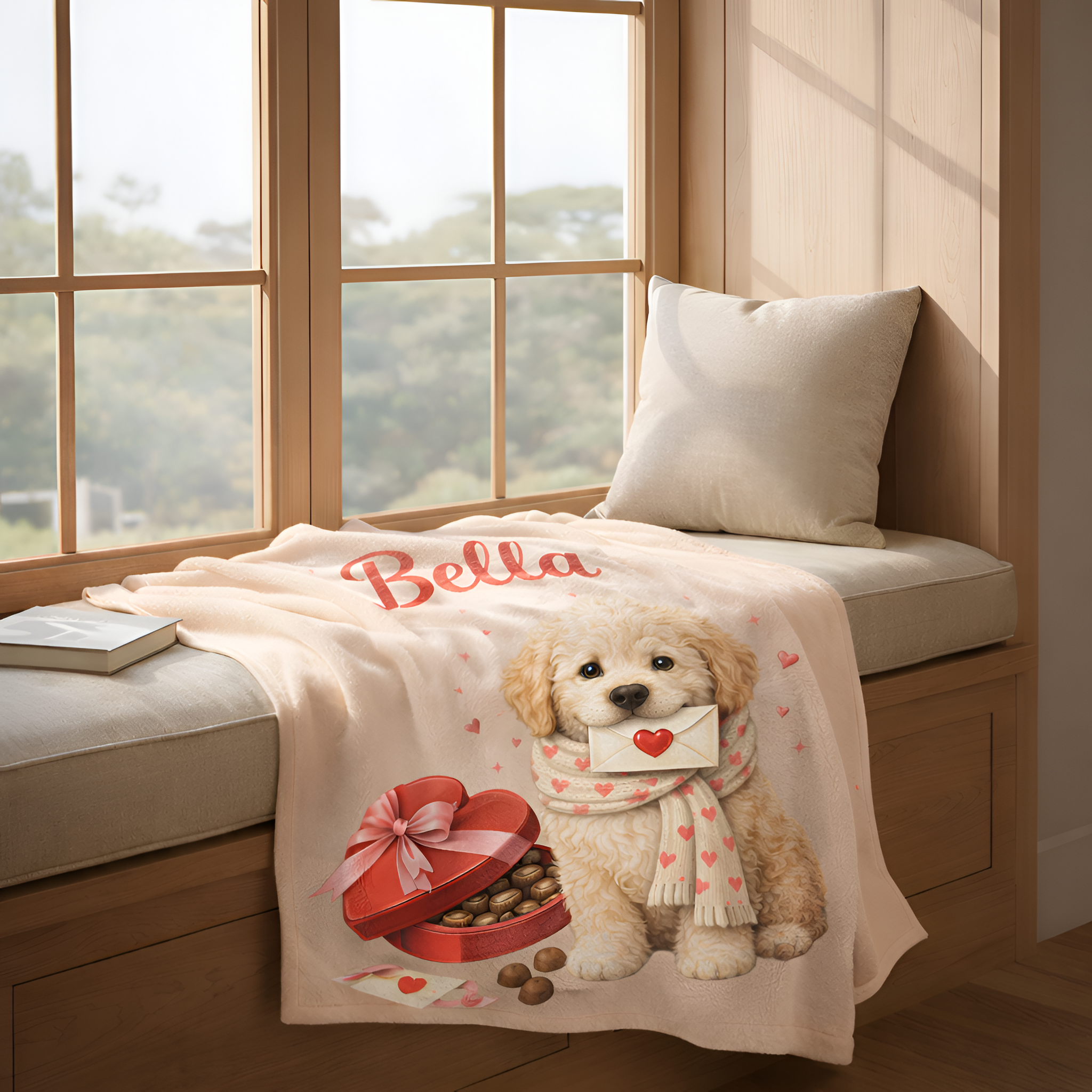 Valentines Day Labradoodle Dog Blanket | Love Letters Valentine Gift for Doodle Lovers
