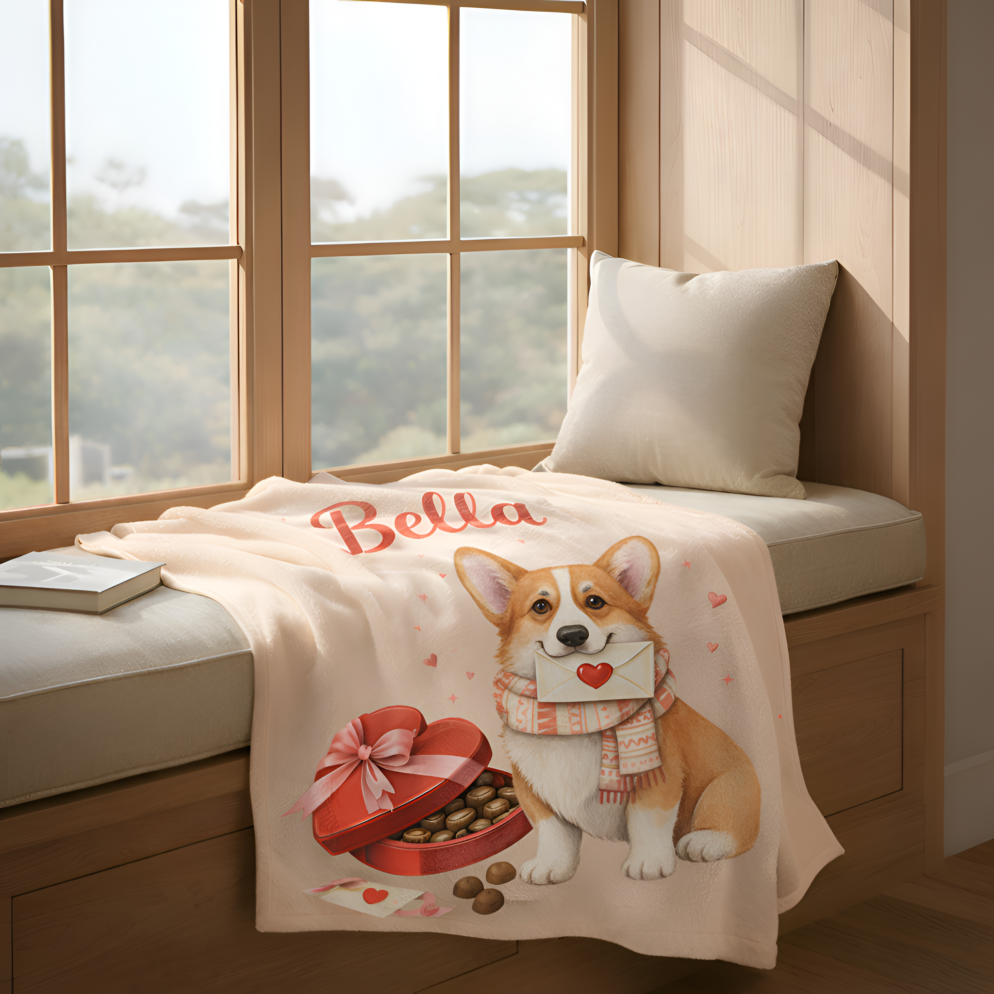 Valentines Day Corgi Custom Blanket | Valentine Plush Dog Lover Throw for Cozy Nights