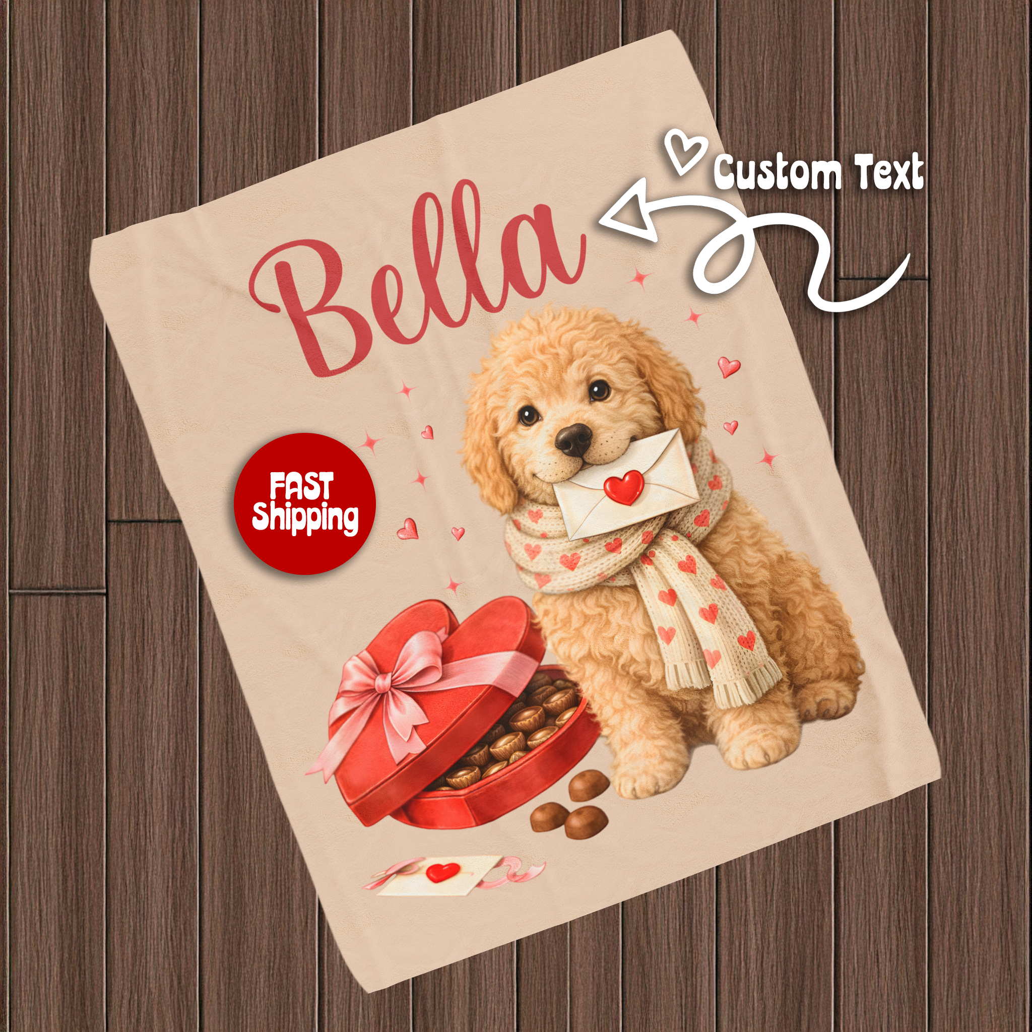 Valentines Day Goldendoodle Blanket | Valentine Plush Dog Lover Throw for Cozy Evenings