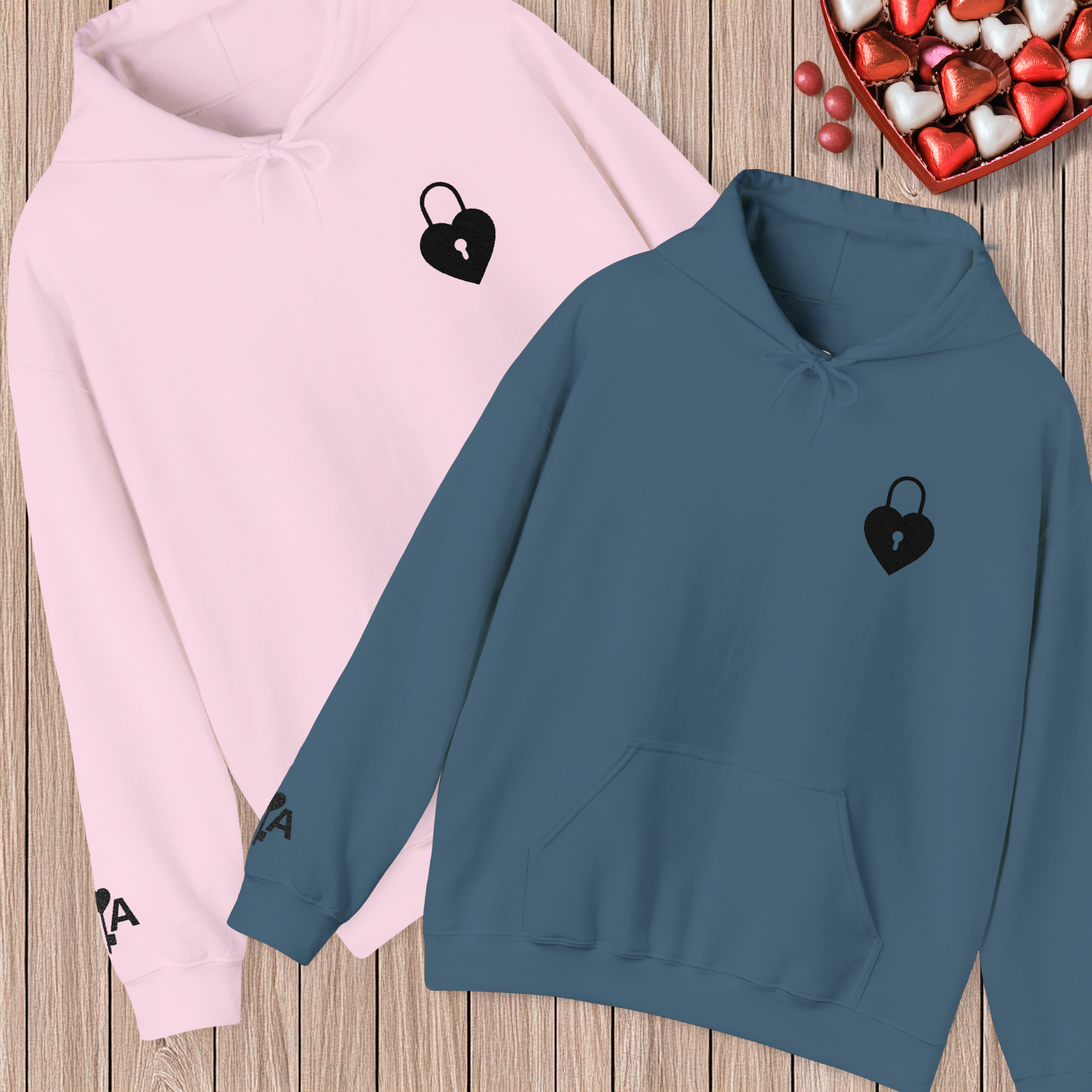 Valentine Hoodie Locked Heart Key | Couples Pullover Hoodie Sold Separately