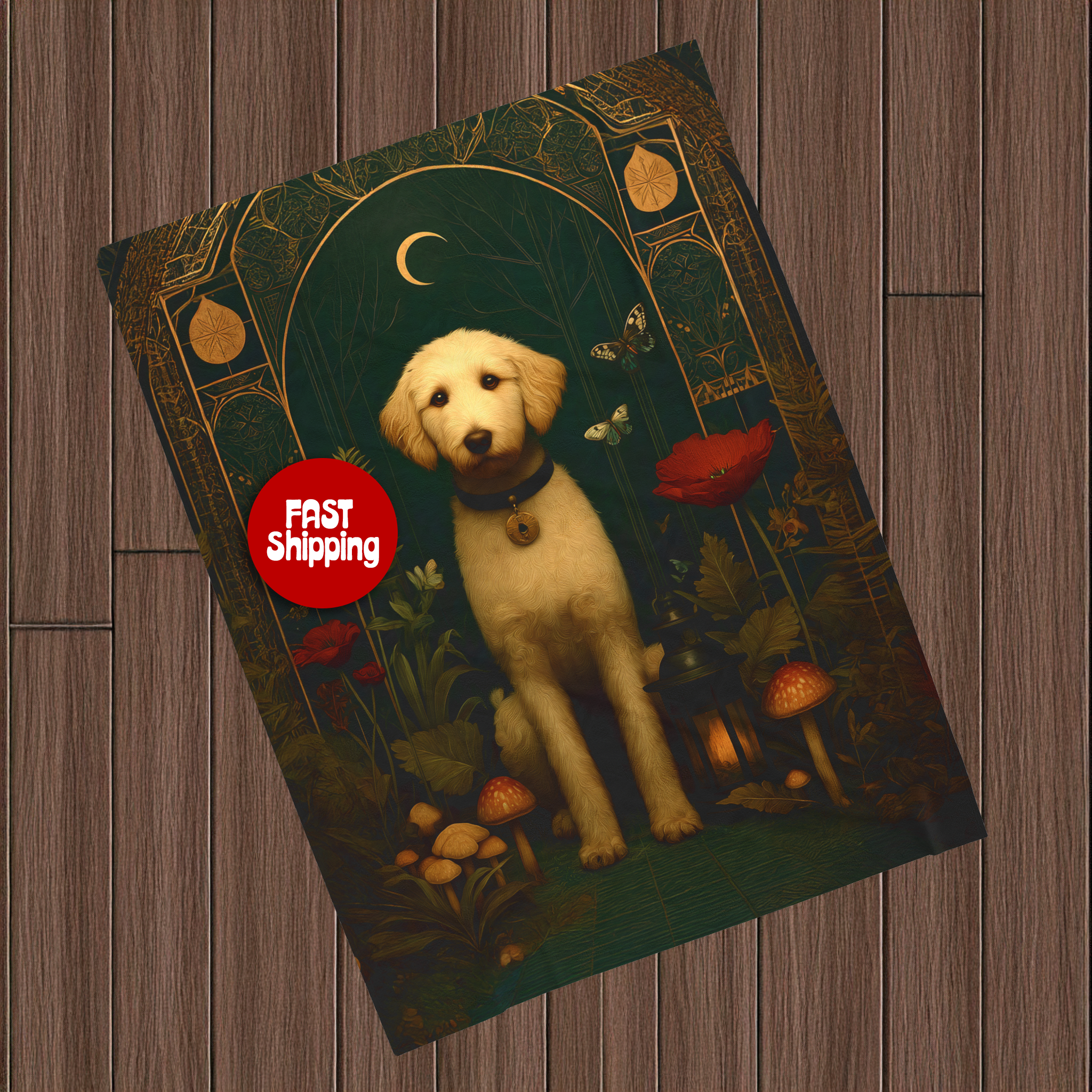 Goldendoodle Plush Blanket | Cozy Cabincore Cottagecore Dog Lover Throw