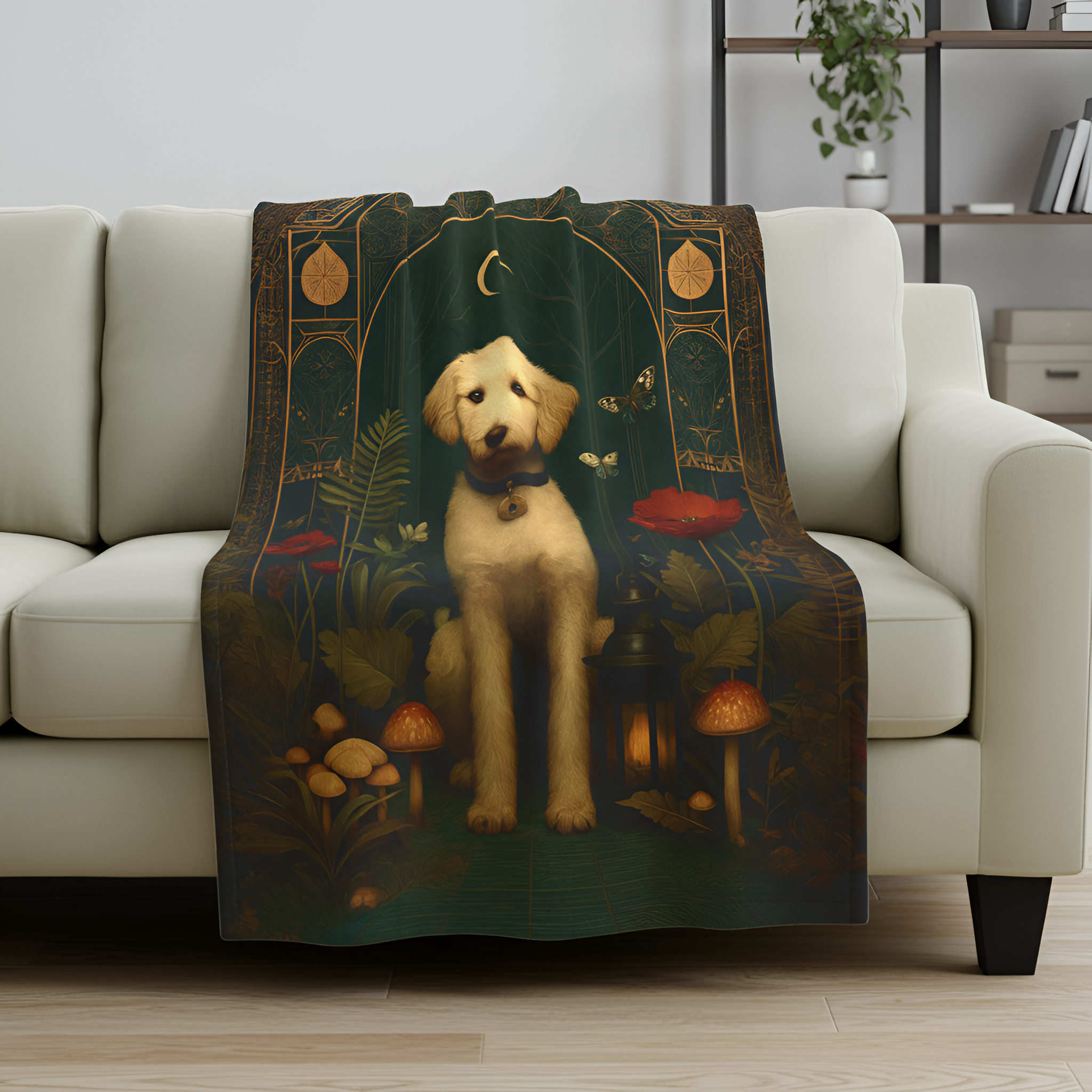 Goldendoodle Plush Blanket | Cozy Cabincore Cottagecore Dog Lover Throw