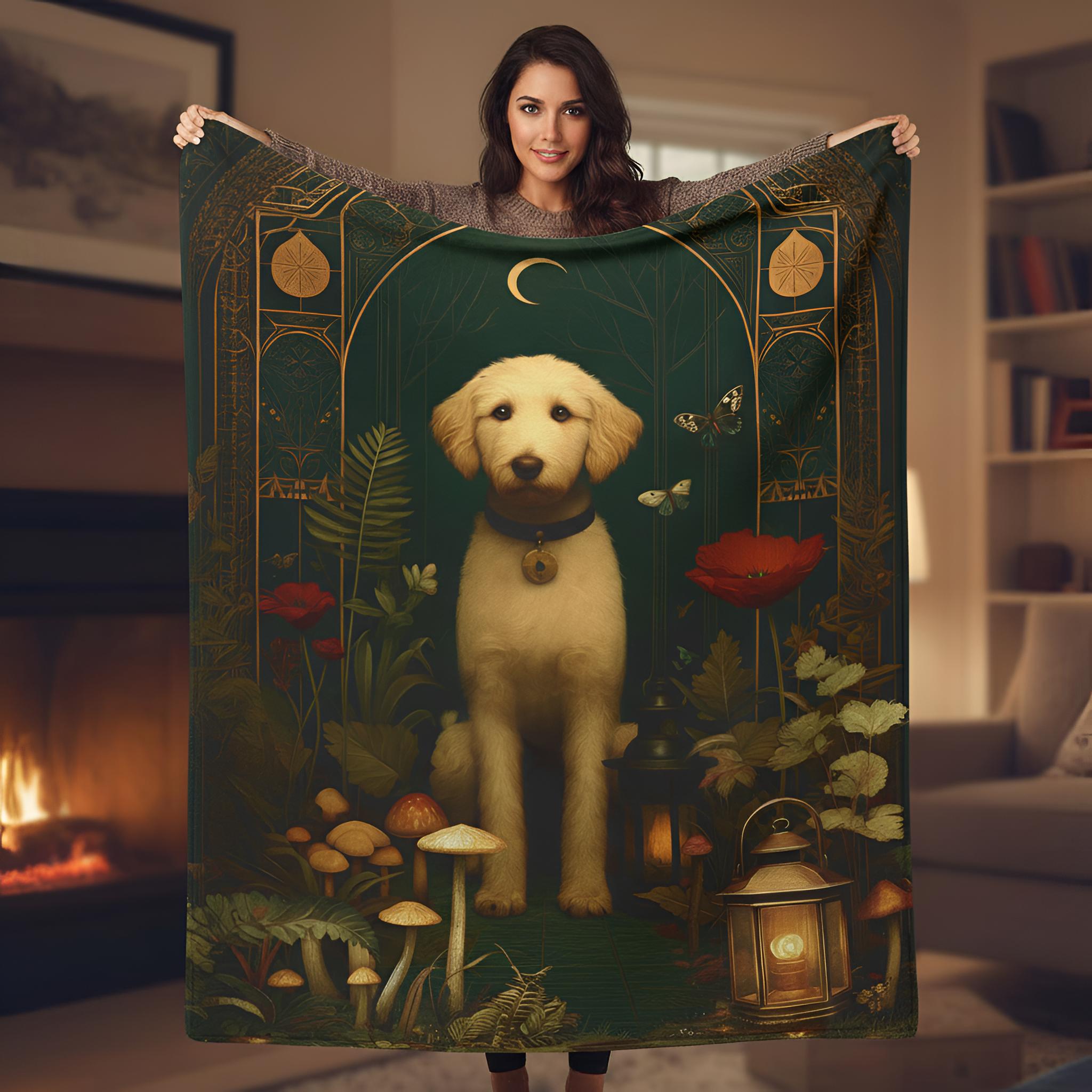 Goldendoodle Plush Blanket | Cozy Cabincore Cottagecore Dog Lover Throw