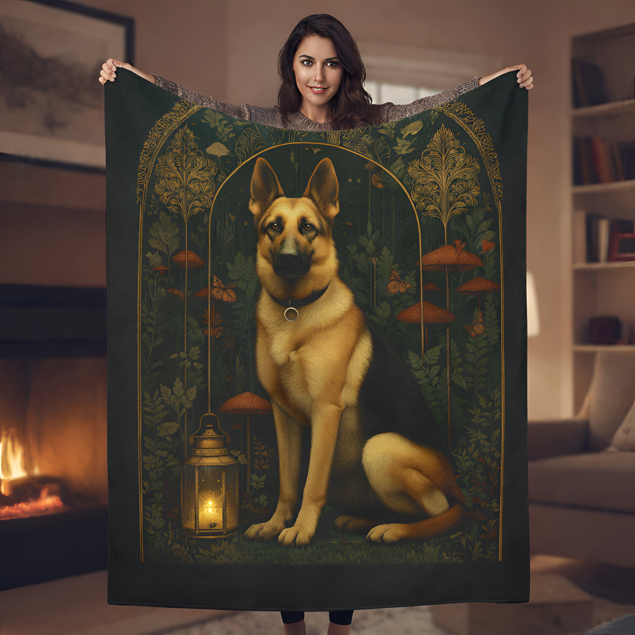 German Shepherd Blanket Plush | Cozy Caverncore Dog Throw for Cottagecore & Poetic Homes