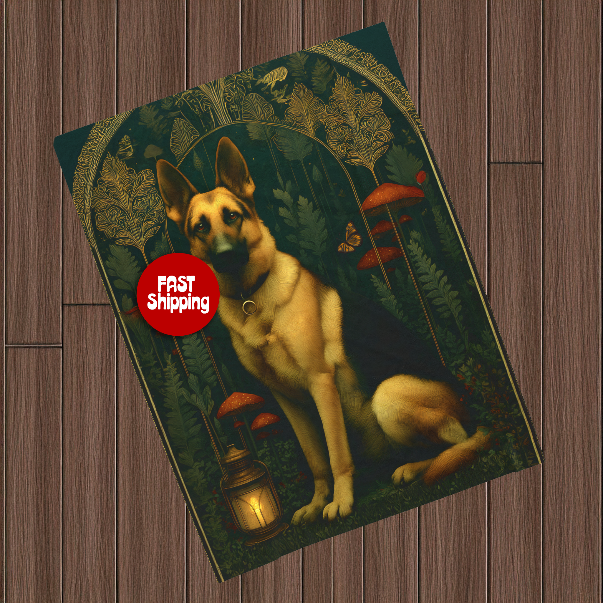 German Shepherd Blanket Plush | Cozy Caverncore Dog Throw for Cottagecore & Poetic Homes