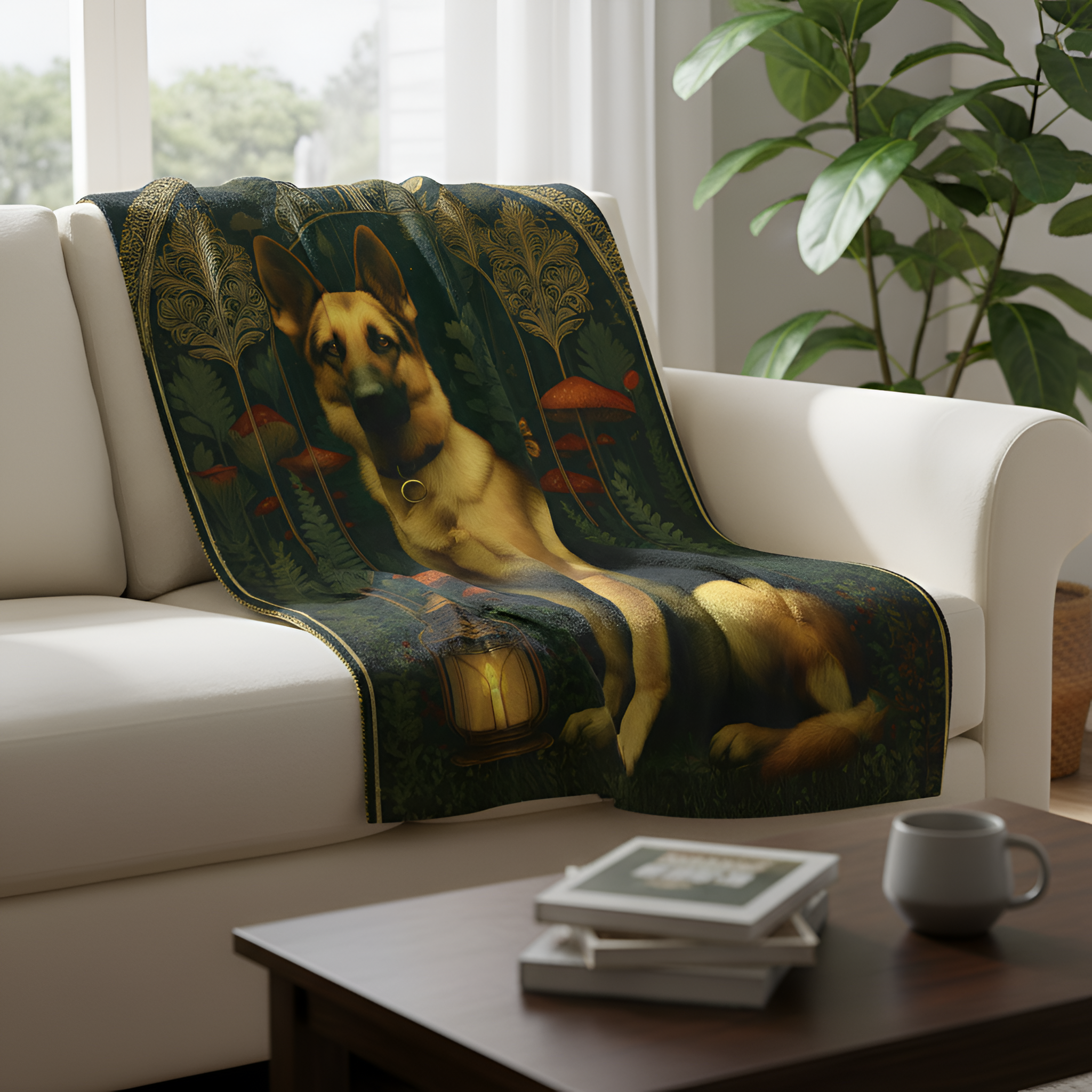 German Shepherd Blanket Plush | Cozy Caverncore Dog Throw for Cottagecore & Poetic Homes