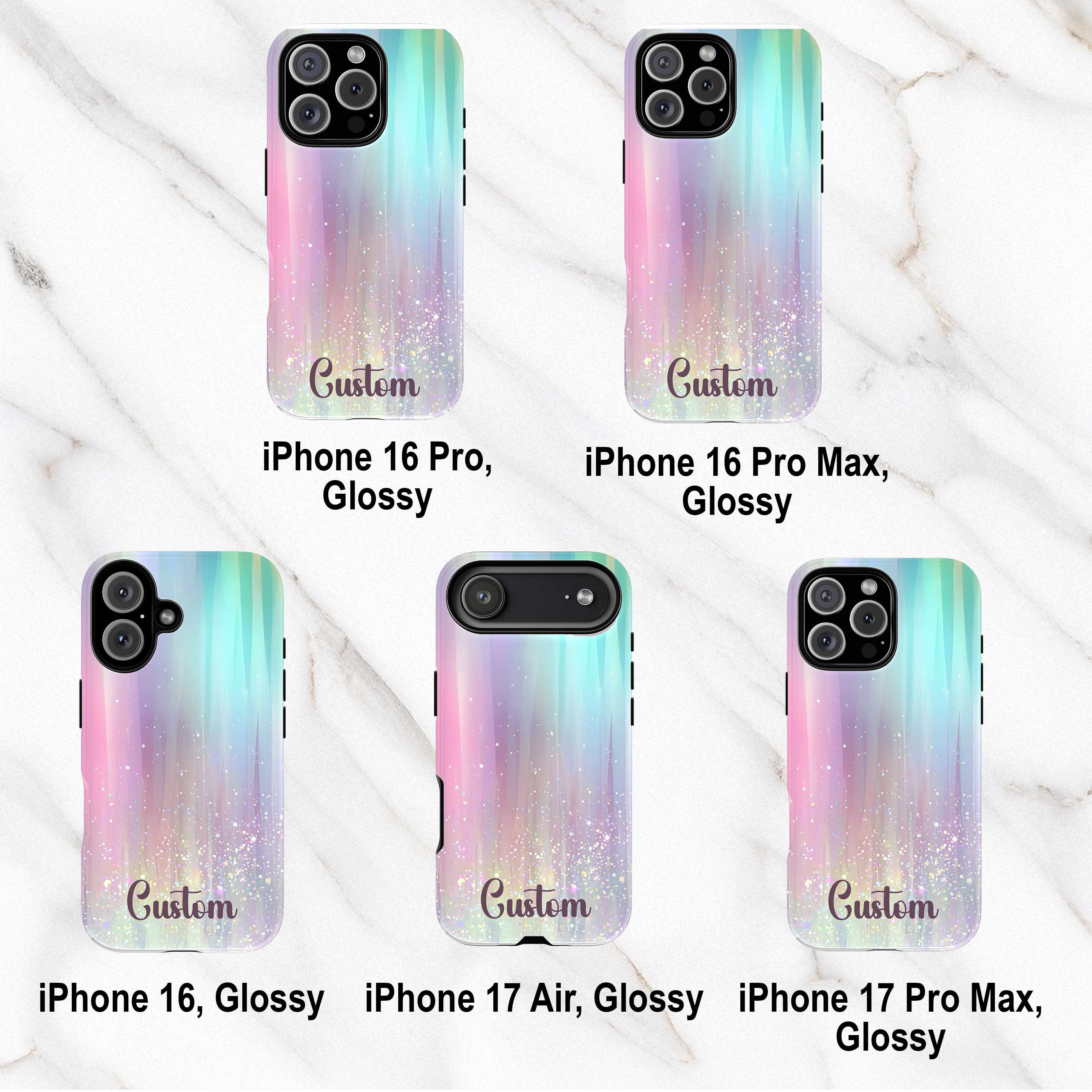 Iridescent Custom Tough Phone Case | Personalized Girly Case for iPhone Samsung Google