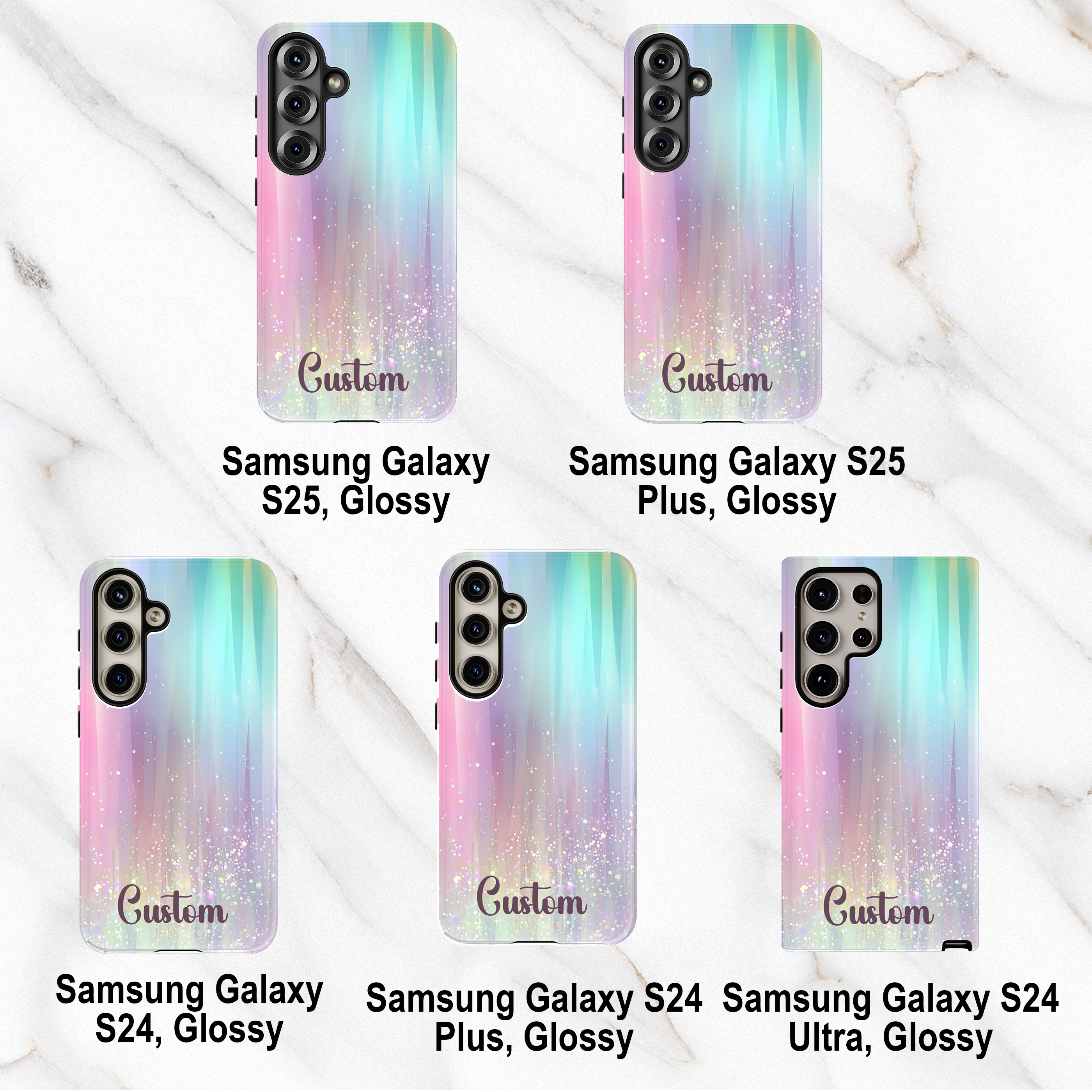 Iridescent Custom Tough Phone Case | Personalized Girly Case for iPhone Samsung Google