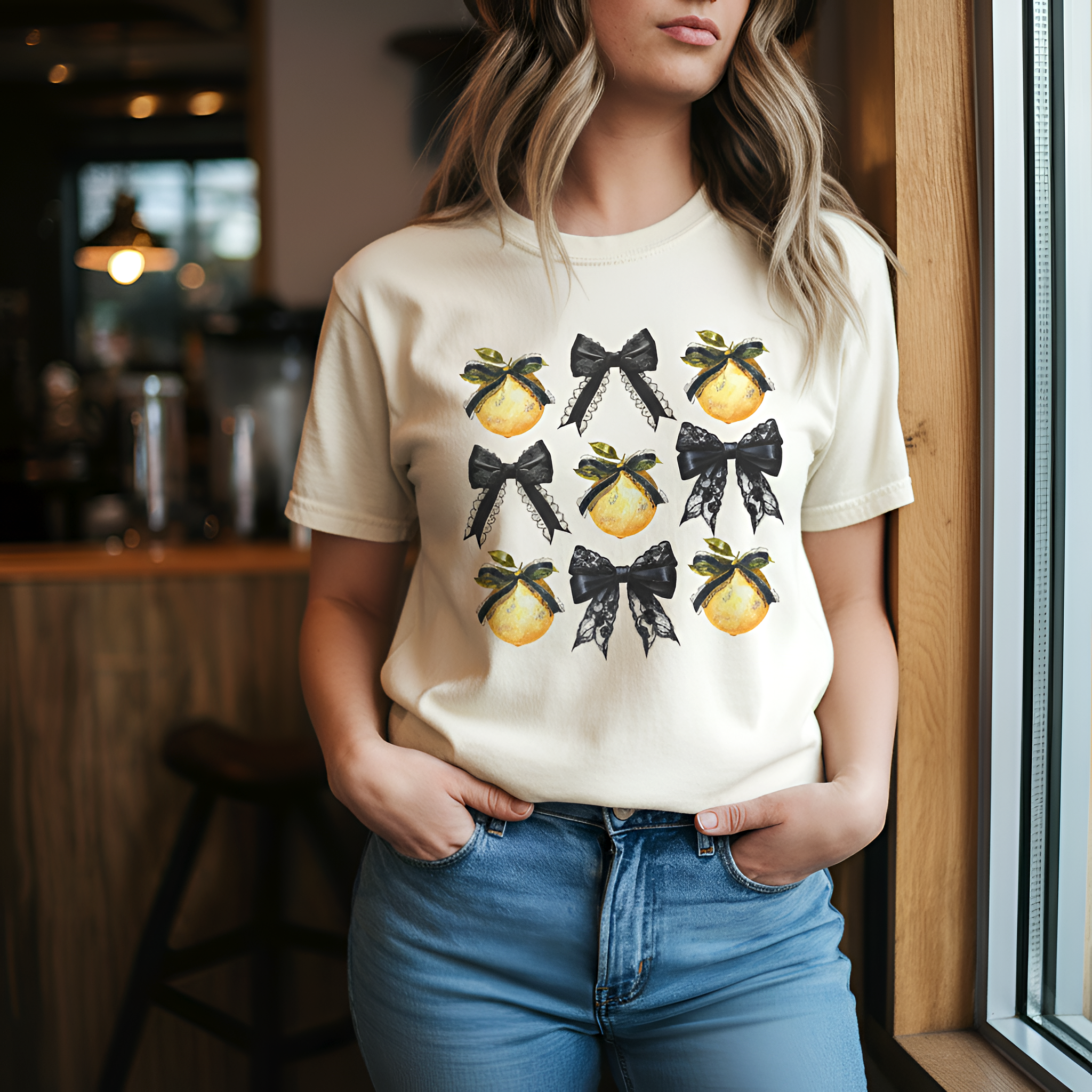 Coquette Lemon Bow Shirt Comfort Colors | Spring Bows Tee for Women