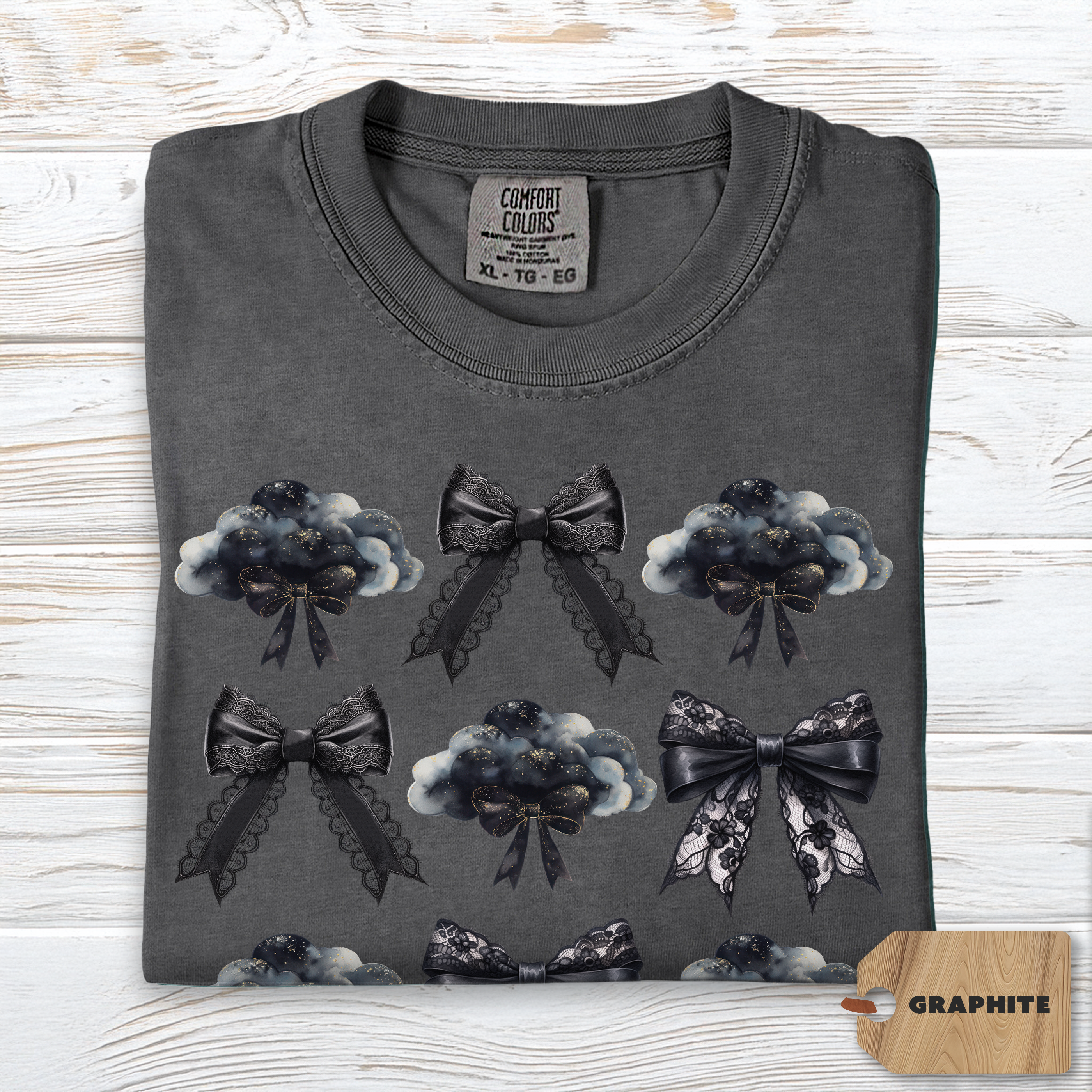 Dark Coquette Cloud Bow Shirt Comfort Colors | Gothic Poetcore Tee for Women