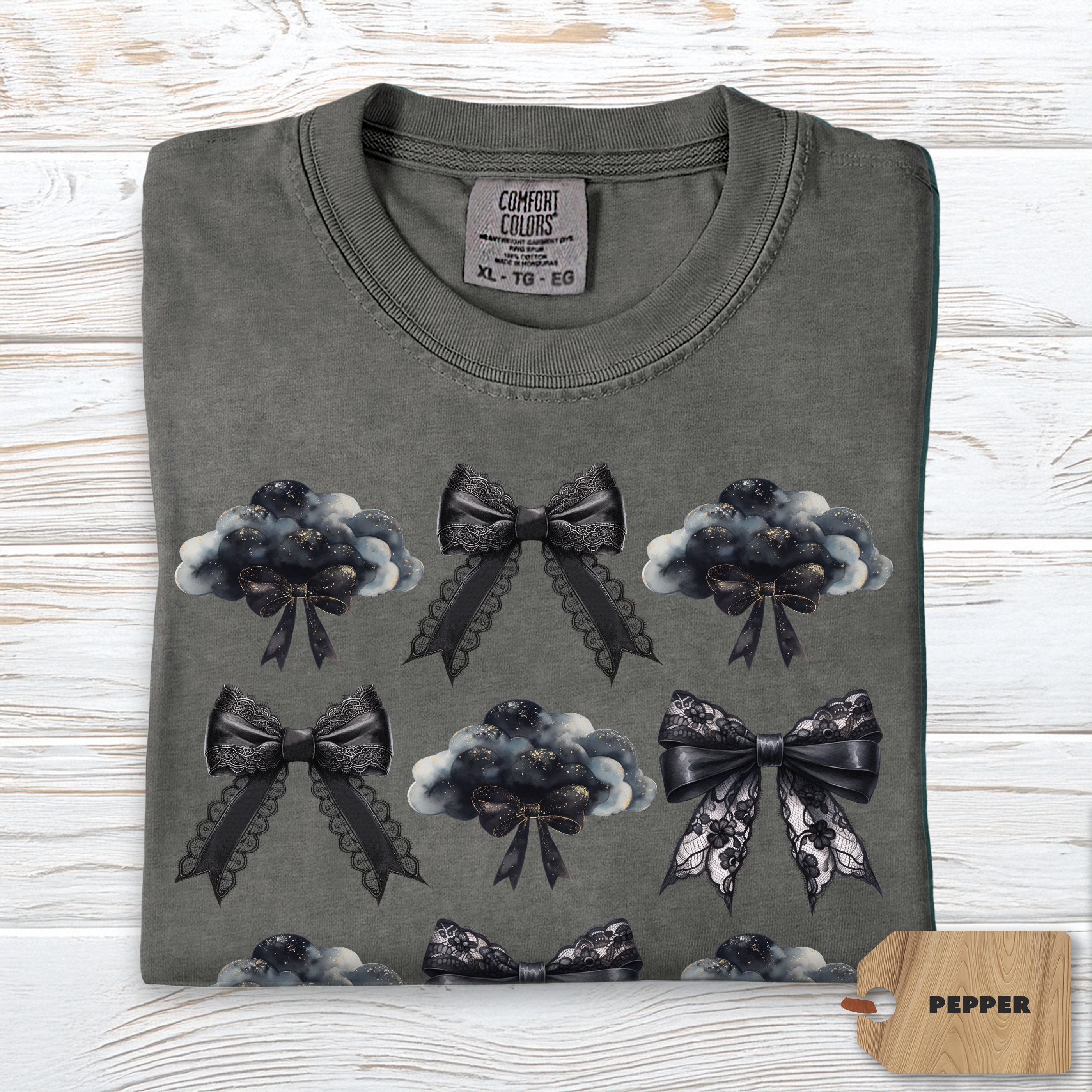 Dark Coquette Cloud Bow Shirt Comfort Colors | Gothic Poetcore Tee for Women