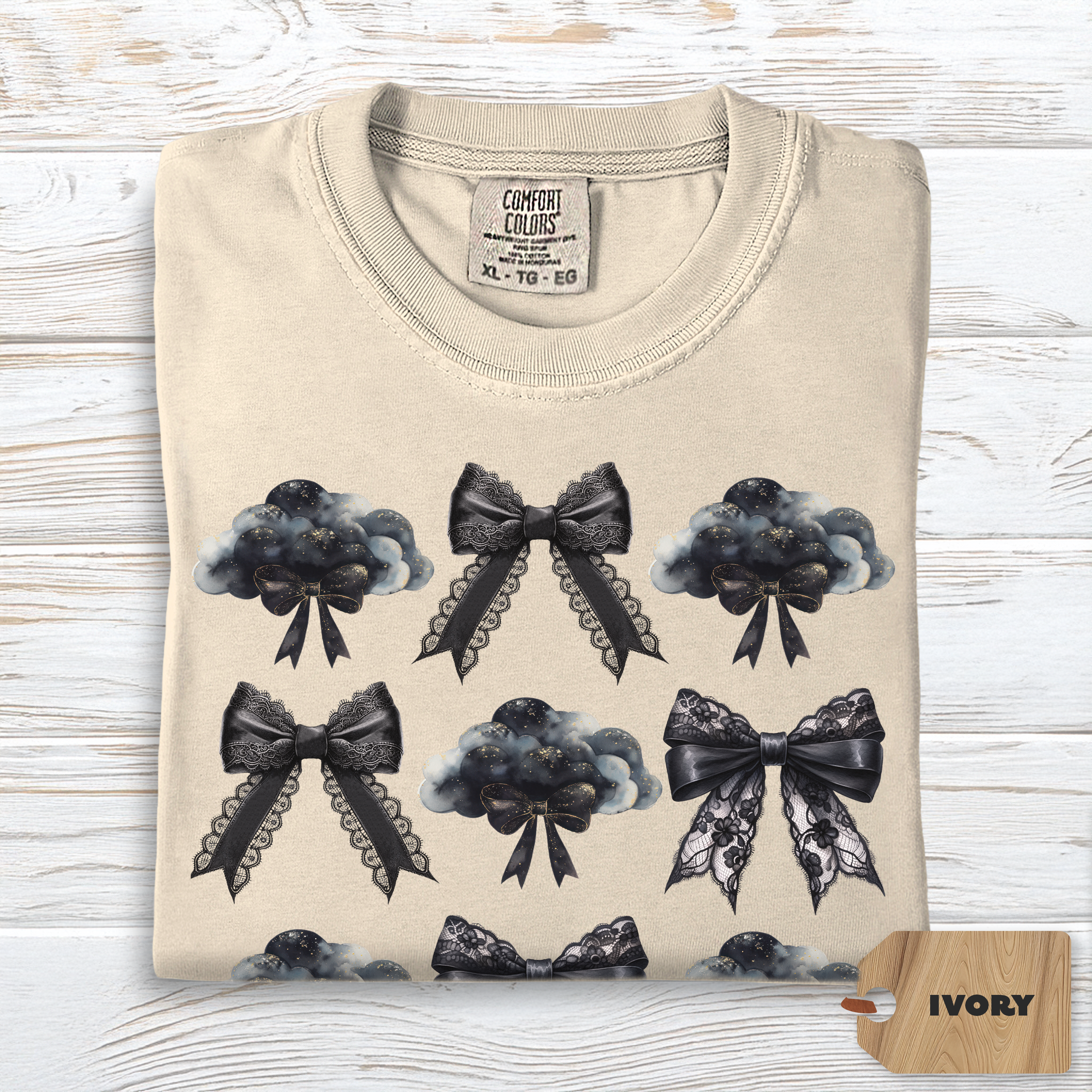 Dark Coquette Cloud Bow Shirt Comfort Colors | Gothic Poetcore Tee for Women