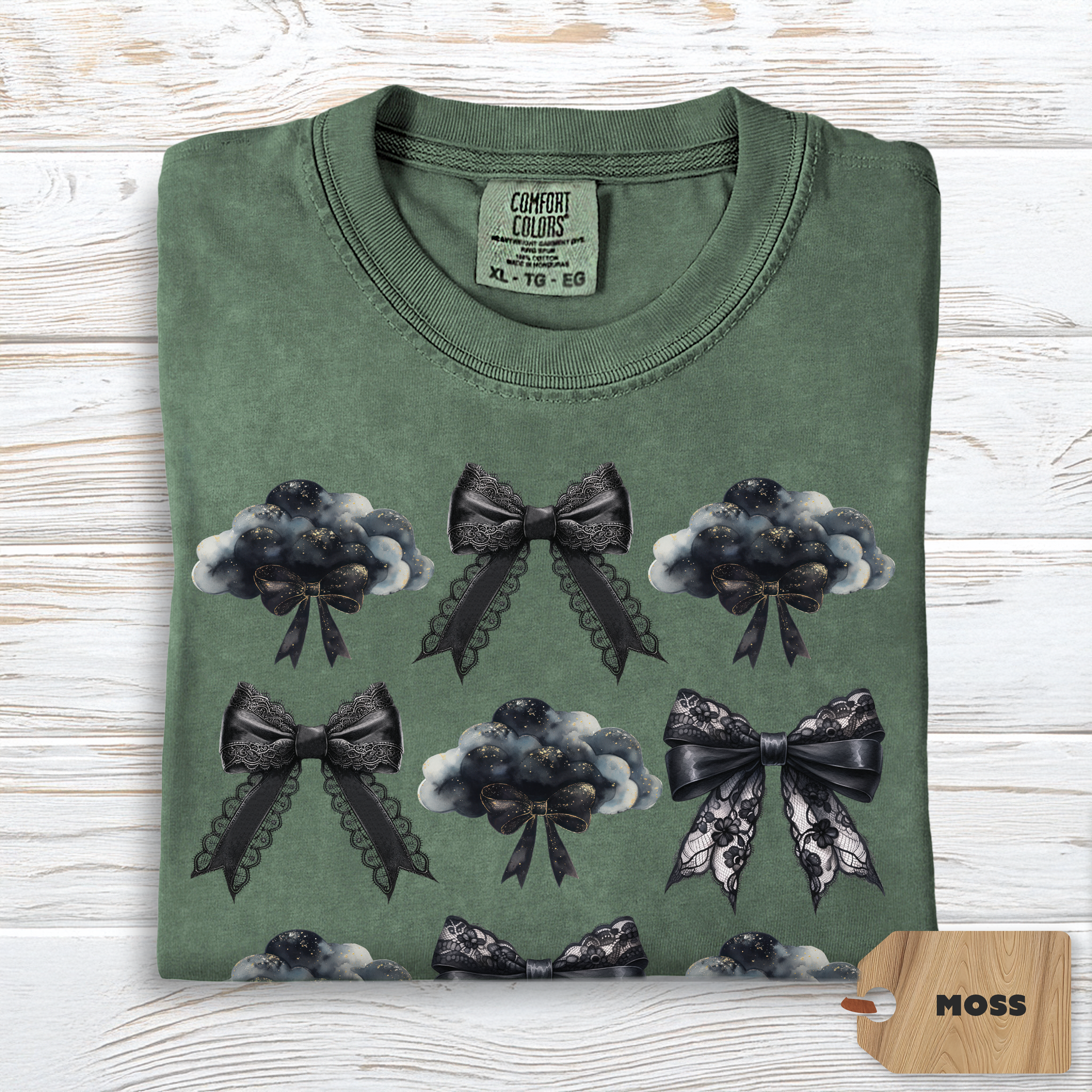 Dark Coquette Cloud Bow Shirt Comfort Colors | Gothic Poetcore Tee for Women