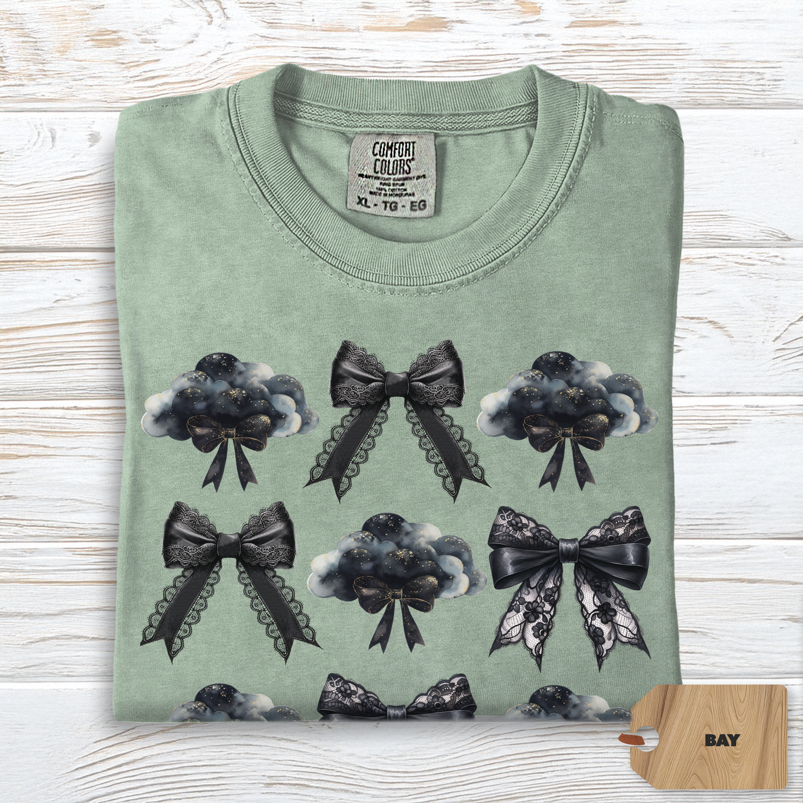 Dark Coquette Cloud Bow Shirt Comfort Colors | Gothic Poetcore Tee for Women