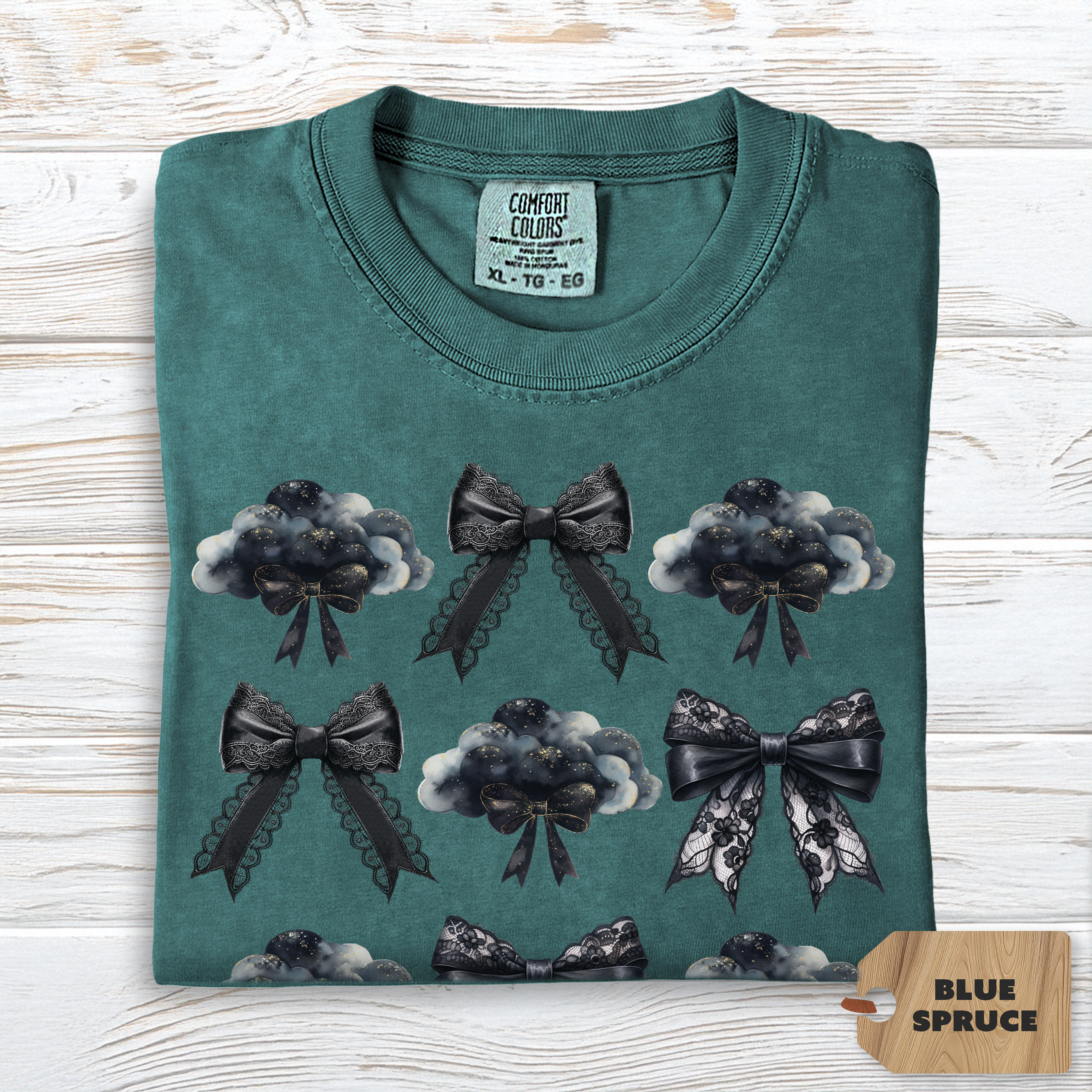 Dark Coquette Cloud Bow Shirt Comfort Colors | Gothic Poetcore Tee for Women