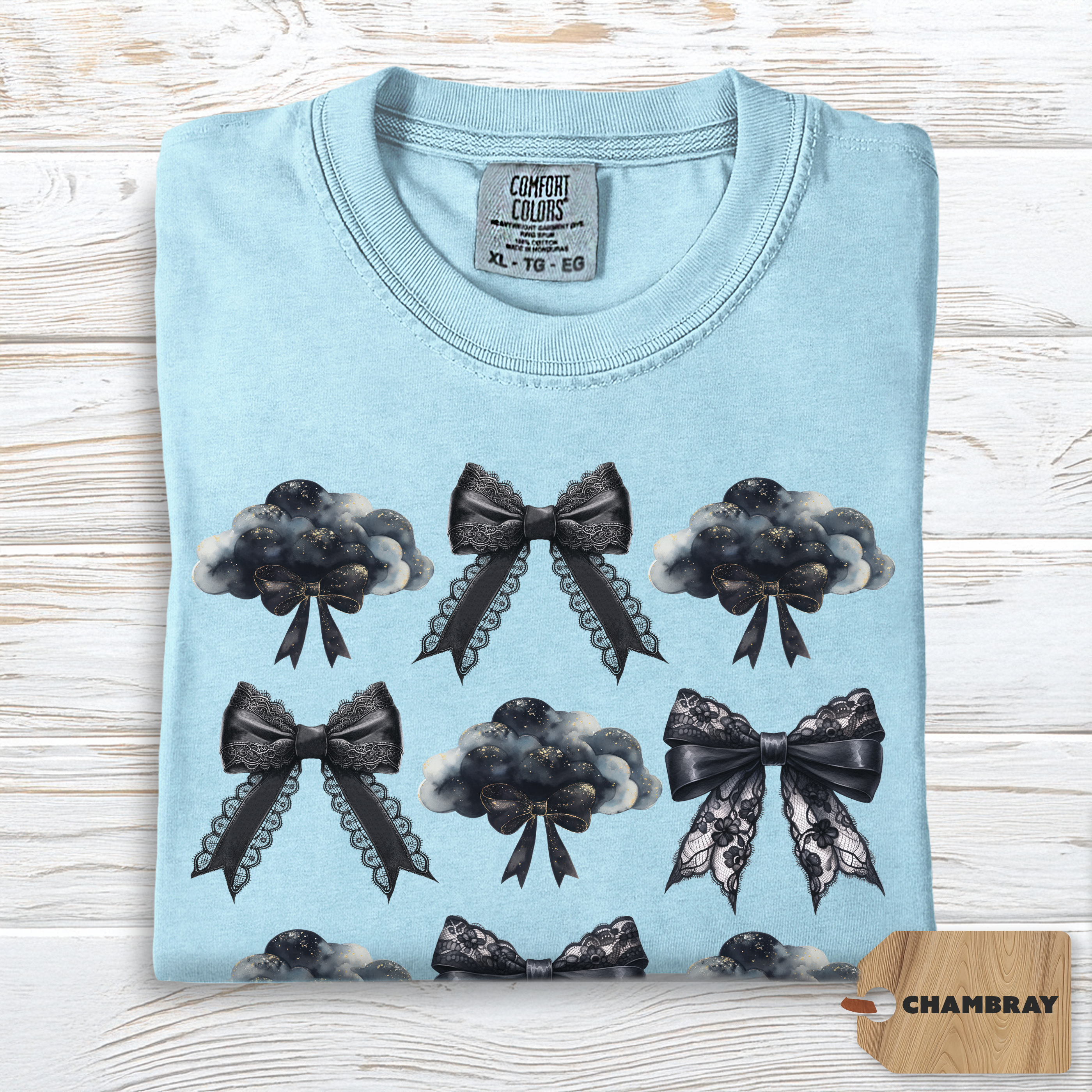 Dark Coquette Cloud Bow Shirt Comfort Colors | Gothic Poetcore Tee for Women