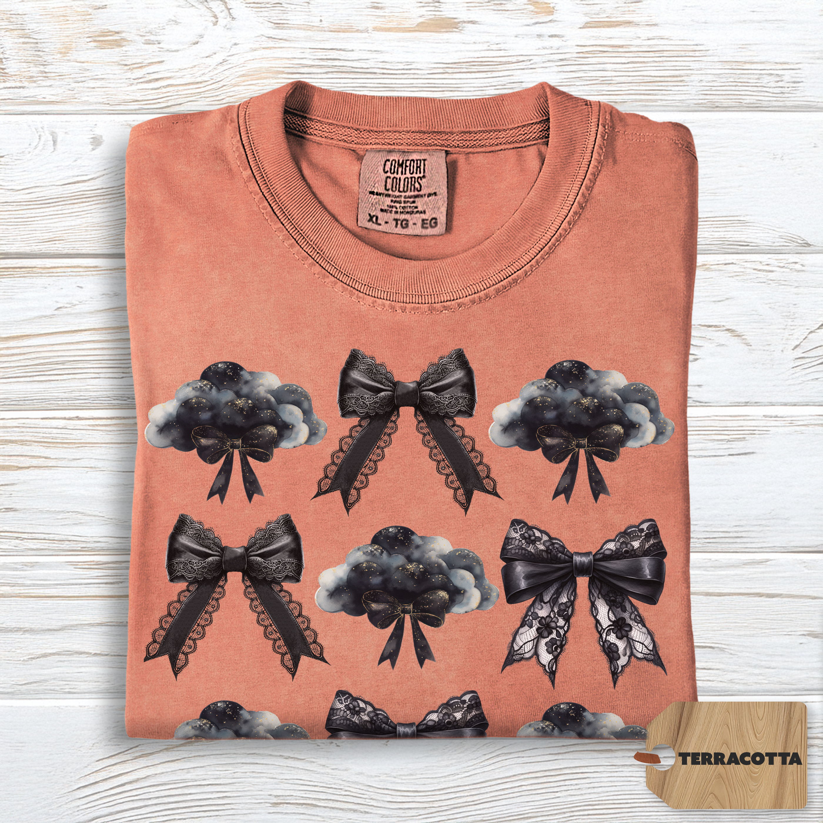 Dark Coquette Cloud Bow Shirt Comfort Colors | Gothic Poetcore Tee for Women