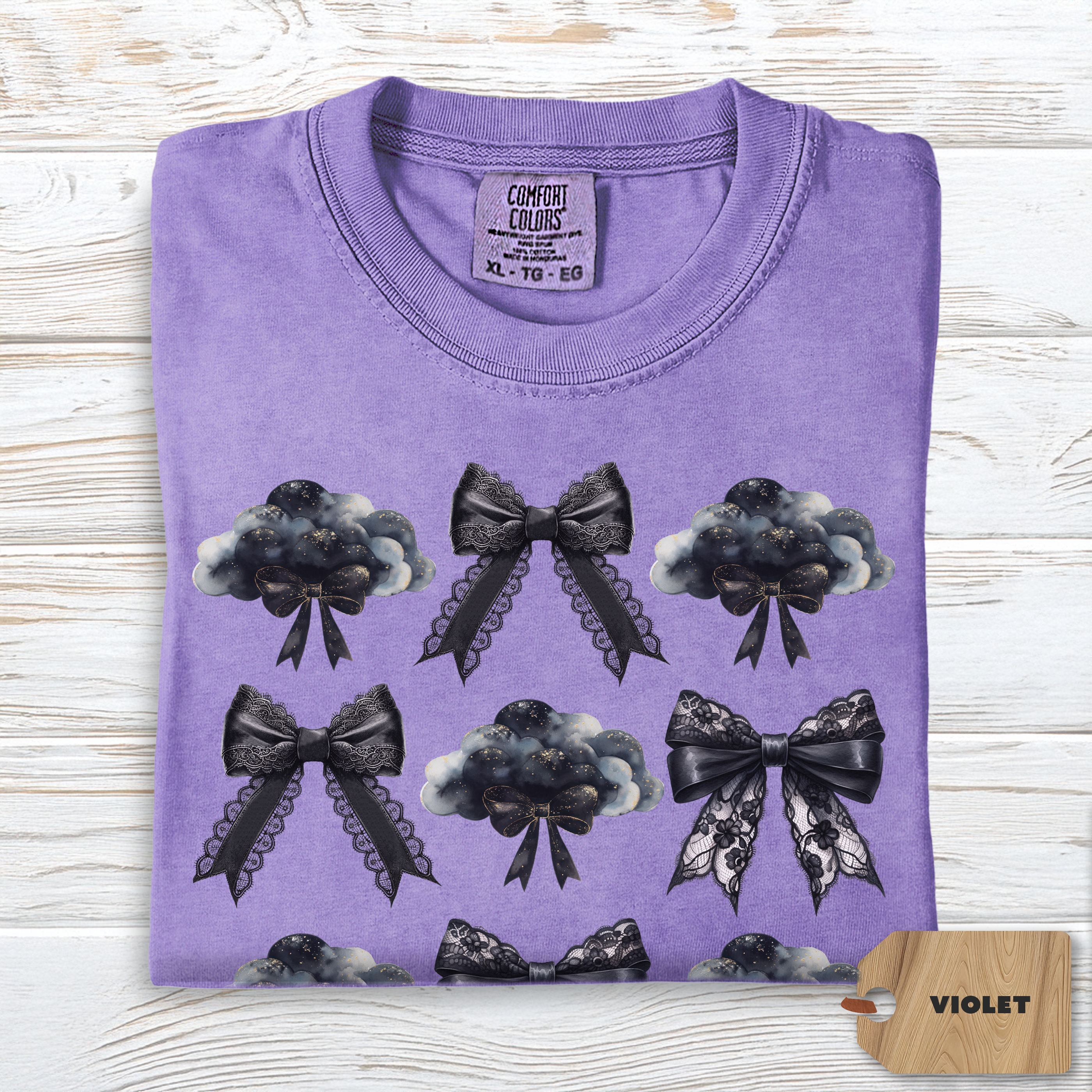 Dark Coquette Cloud Bow Shirt Comfort Colors | Gothic Poetcore Tee for Women