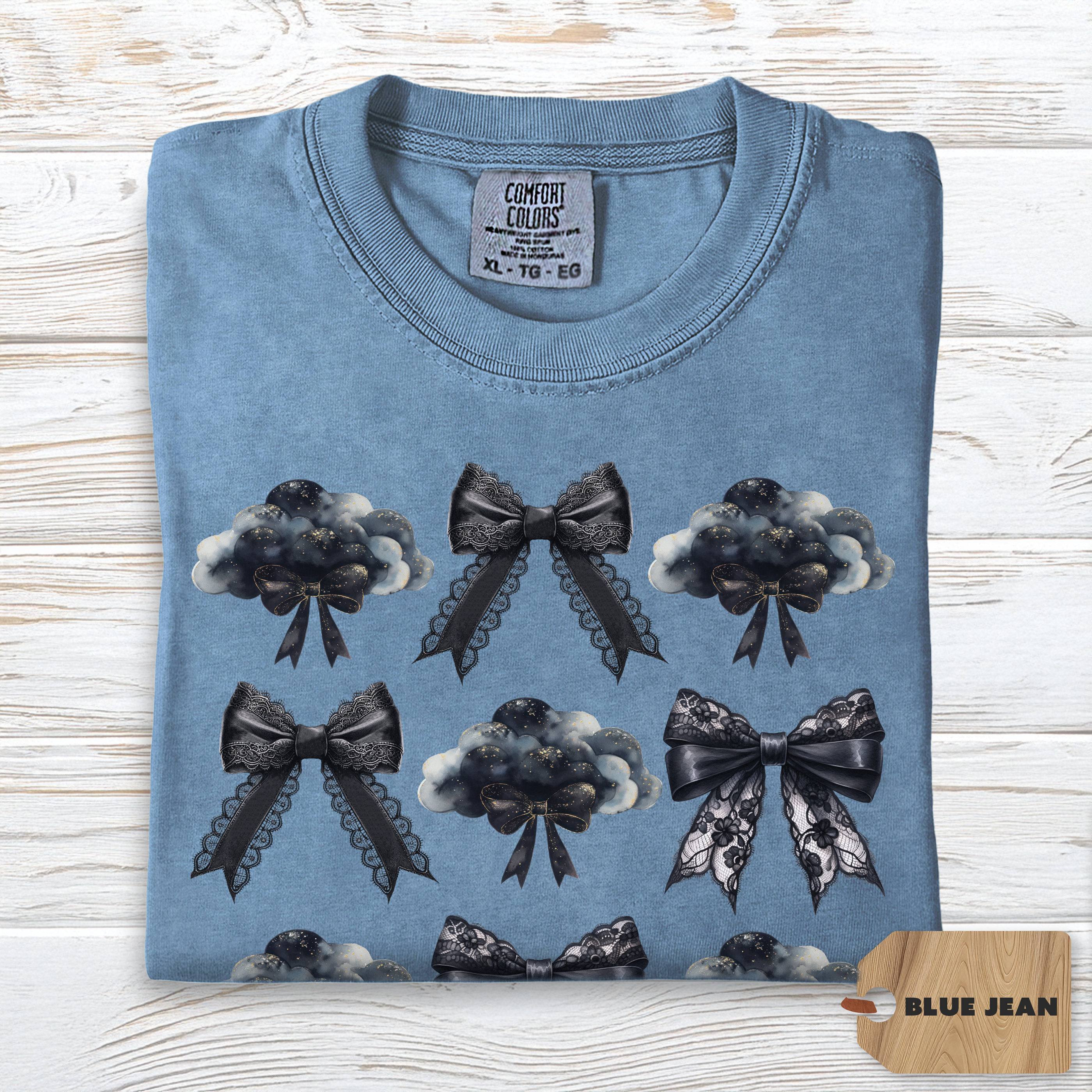 Dark Coquette Cloud Bow Shirt Comfort Colors | Gothic Poetcore Tee for Women