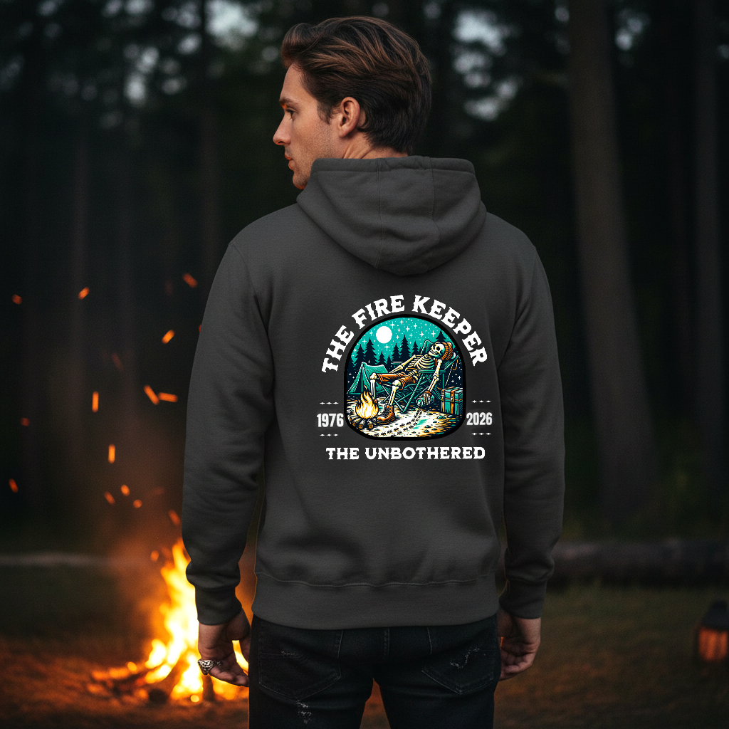 Camping Shirt Hoodie Fire Keeper | Custom Year Outdoor Cabin Zip Up Hoodie for Campers
