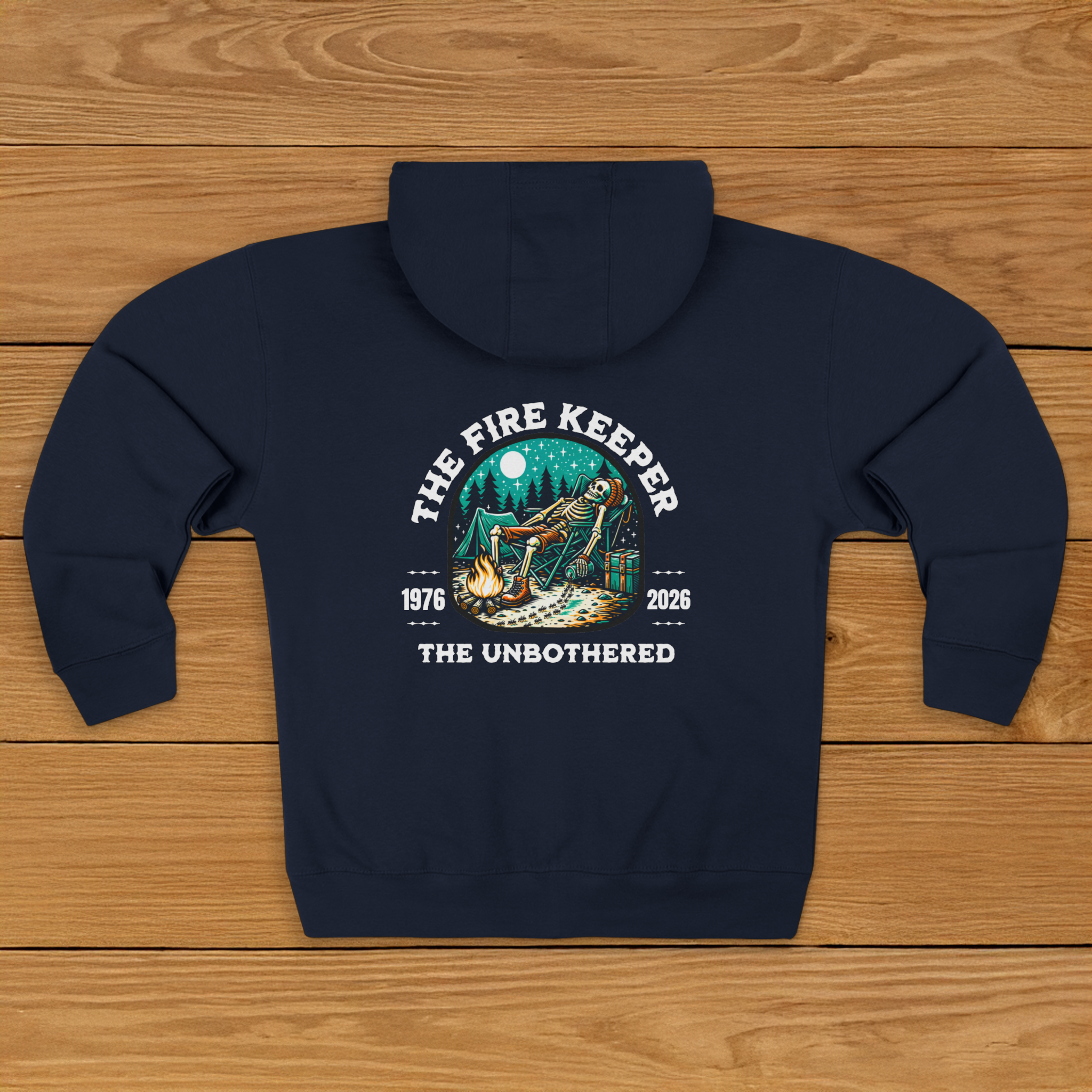 Camping Shirt Hoodie Fire Keeper | Custom Year Outdoor Cabin Zip Up Hoodie for Campers