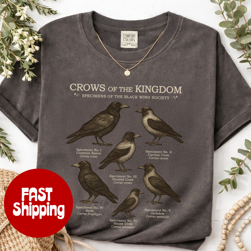 Crow Shirt Comfort Colors | Dark Academia Raven Tee for Nature Lovers