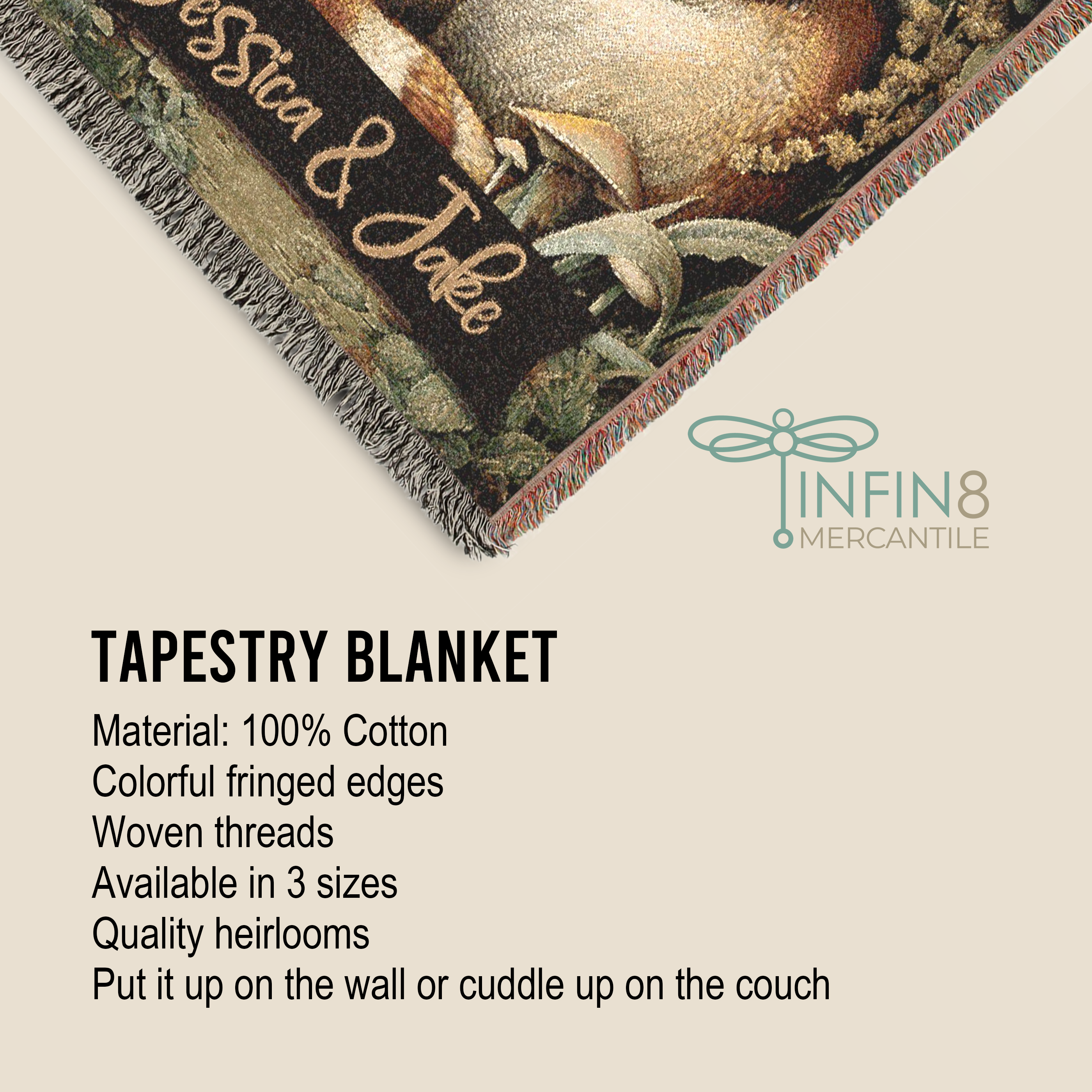 Valentine Custom Raccoon Woven Tapestry Blanket | Personalized Cabincore Woodland Gift