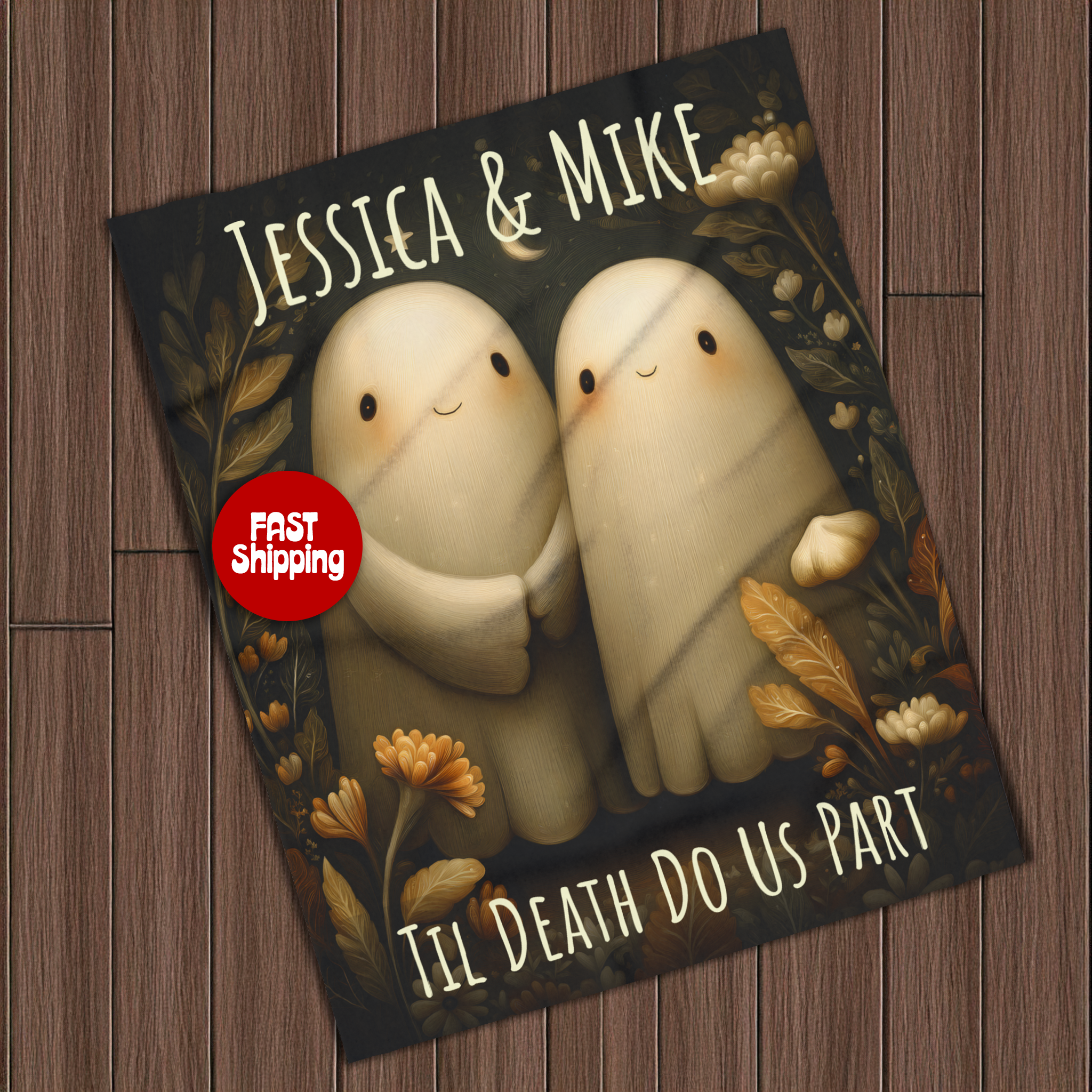 Valentine Blanket Til Death Do Us Part Ghost Blanket | Custom Name Valentines Day Couple Throw