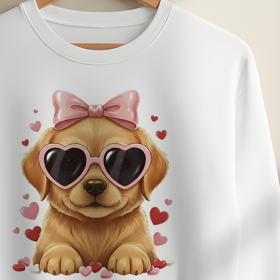 Valentine Golden Retriever Shirt Heart Puppy | Golden Retriever Lover Sweatshirt Gift for Her