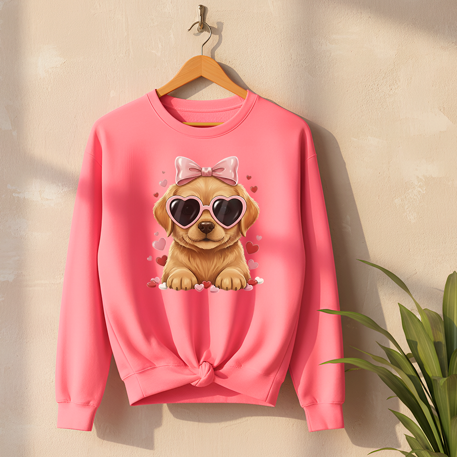 Valentine Golden Retriever Shirt Heart Puppy | Golden Retriever Lover Sweatshirt Gift for Her