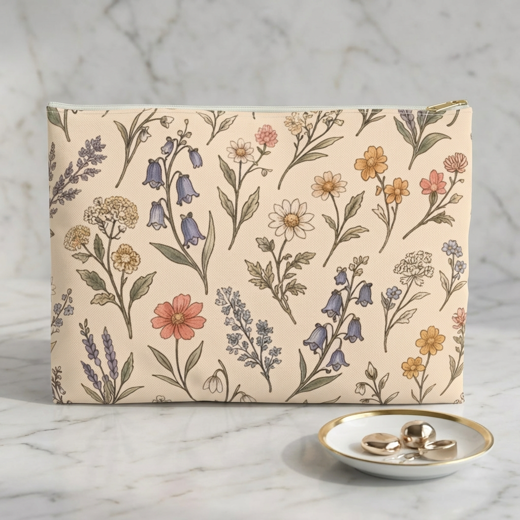 Spring Has Spring in Warm Linen Accessory Pouch