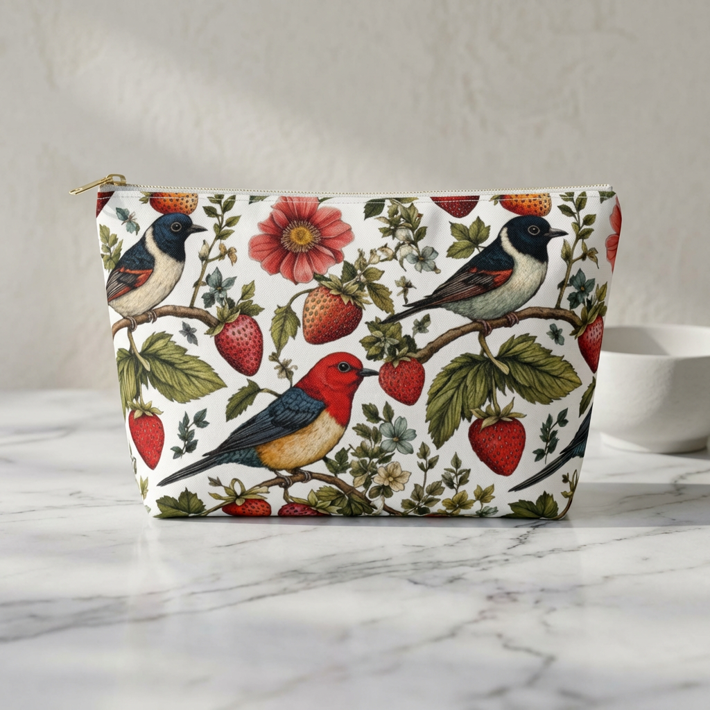 Garden Songbird | Strawberry Meadow Accessory Pouch Printify