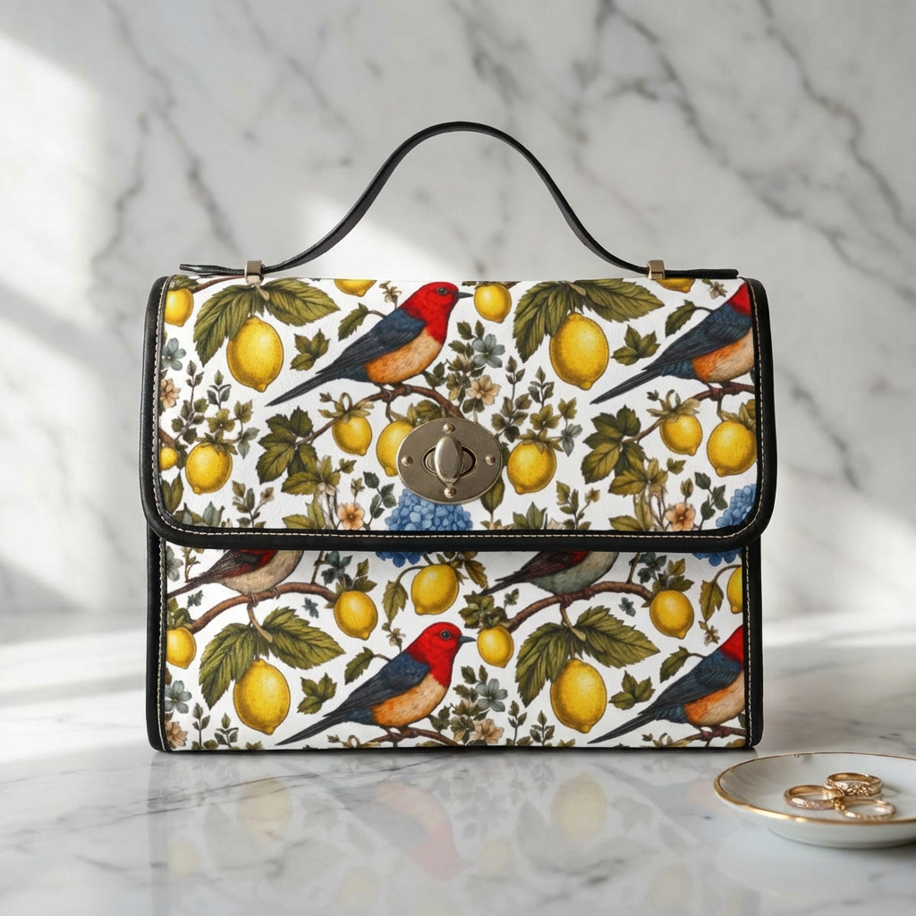 Garden Songbird | Lemon Hydrangea Canvas Purse Printify