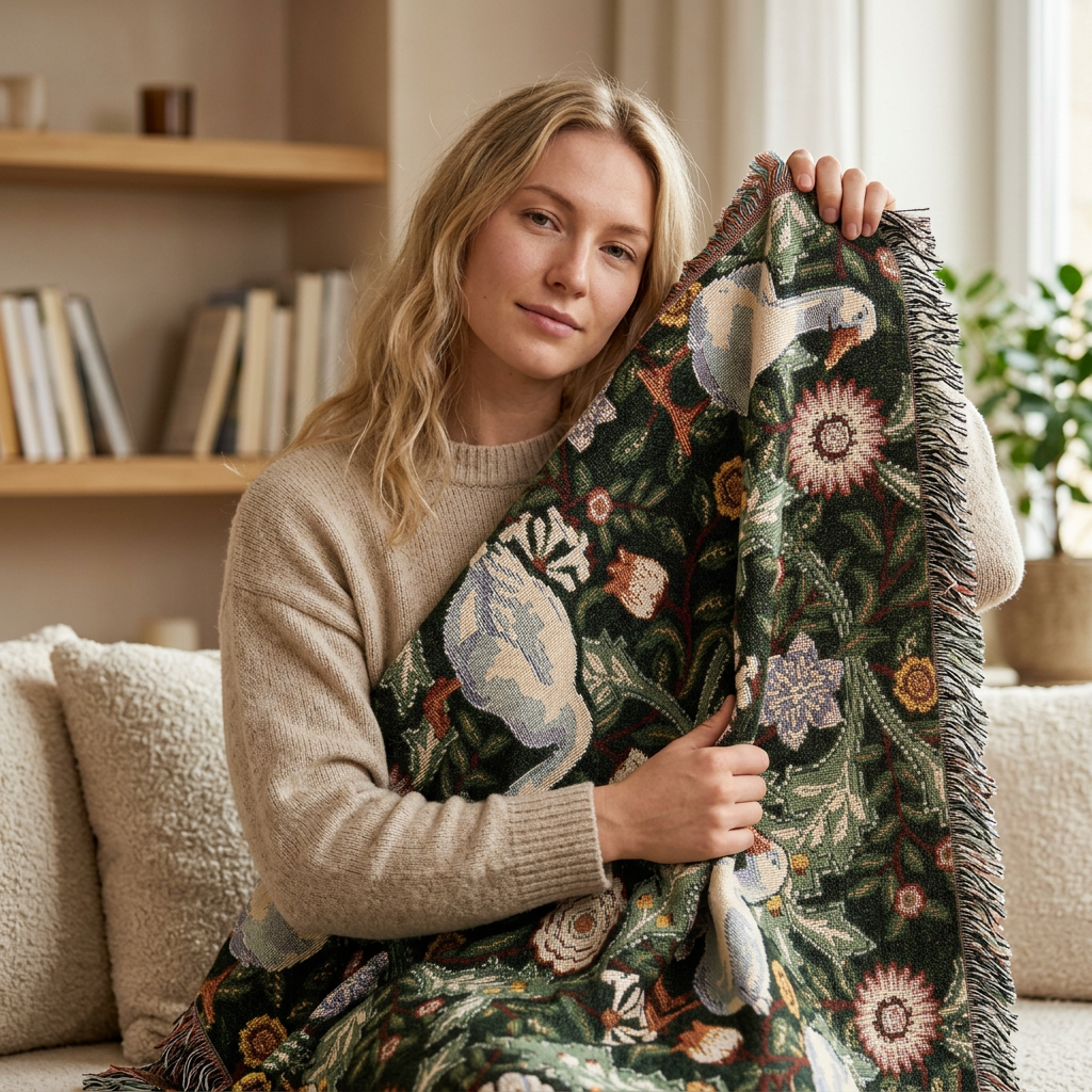Thistle & Wing | Verdant Bloom Woven Blanket Printify