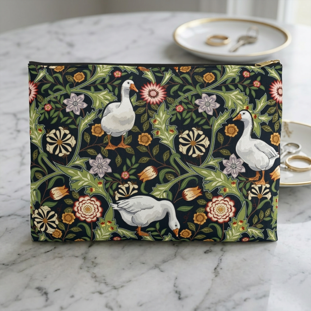 Thistle & Wing | Indigo Bloom Accessory Pouch Printify