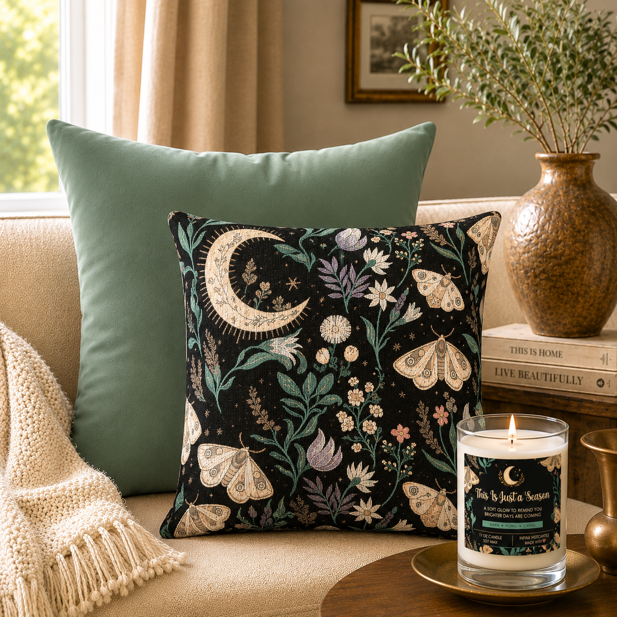 Celestial Moth | Blooms Layering Pillow Printify