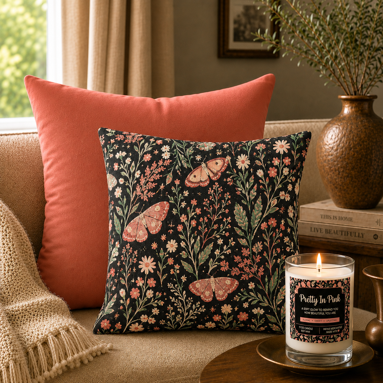 Pretty In Pink | Floral Layering Pillow Printify